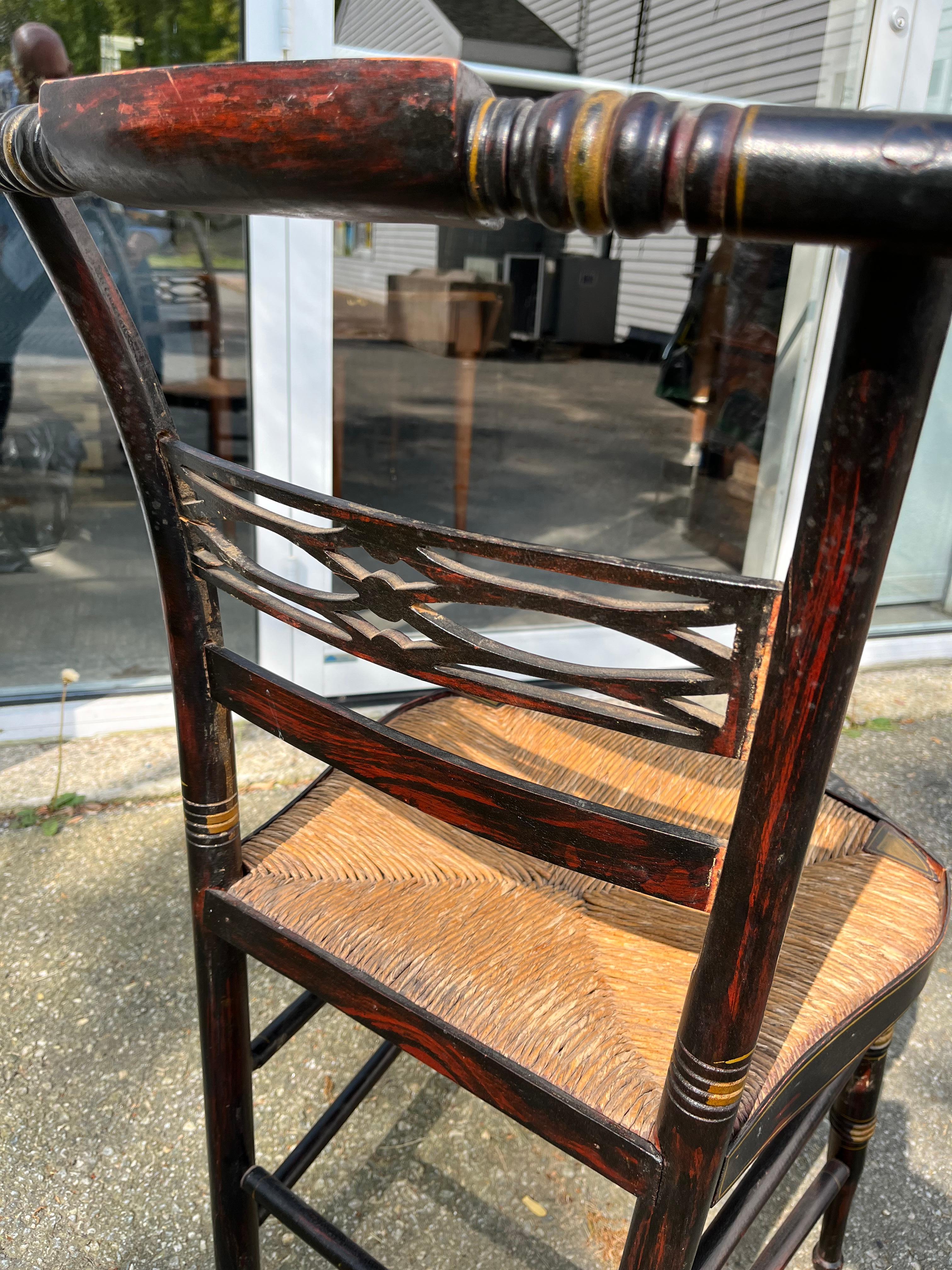 Set of 8 Late Federal Period Hitchcock Chairs 1