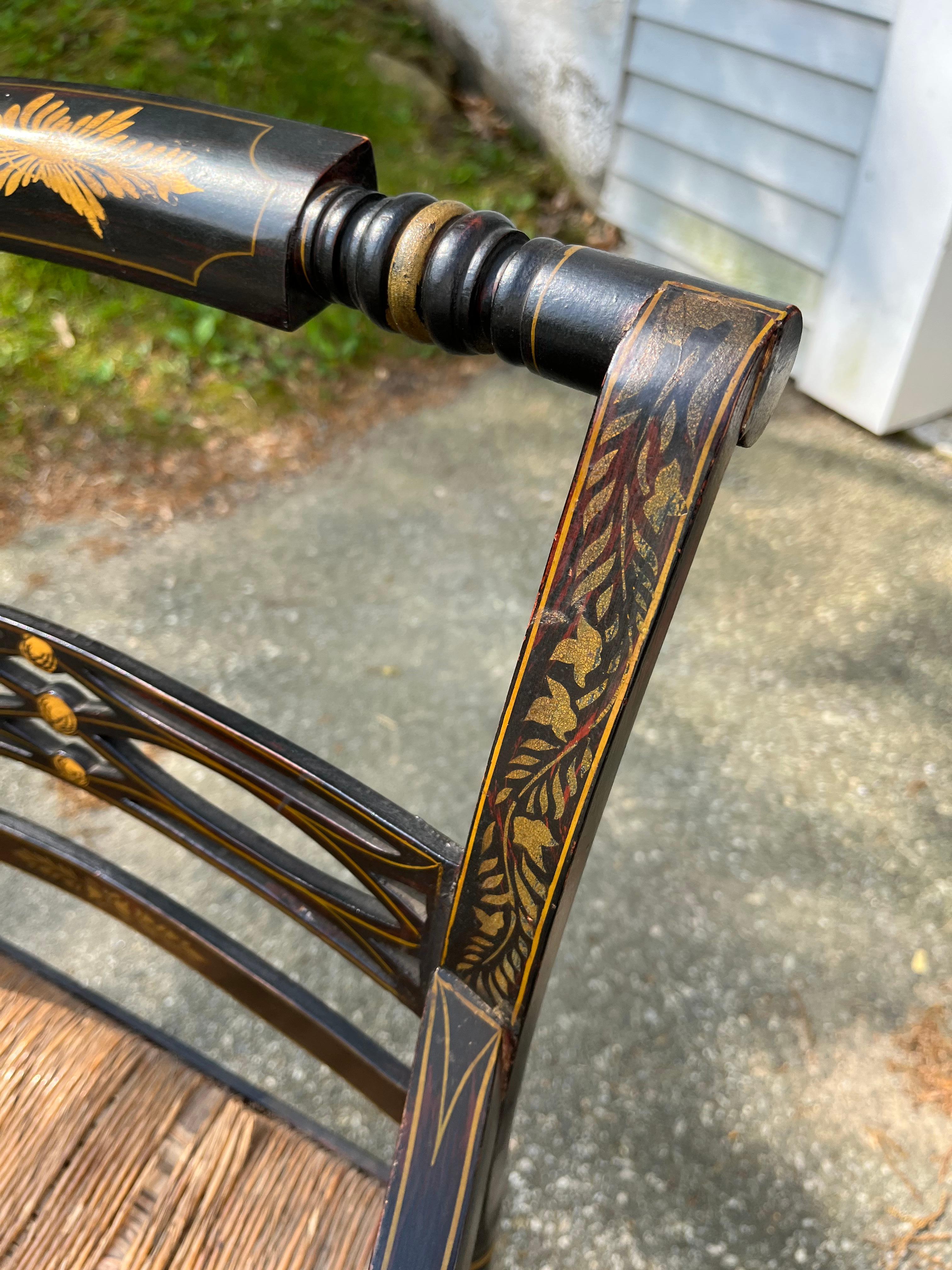 Gilt Set of 8 Late Federal Period Hitchcock Chairs