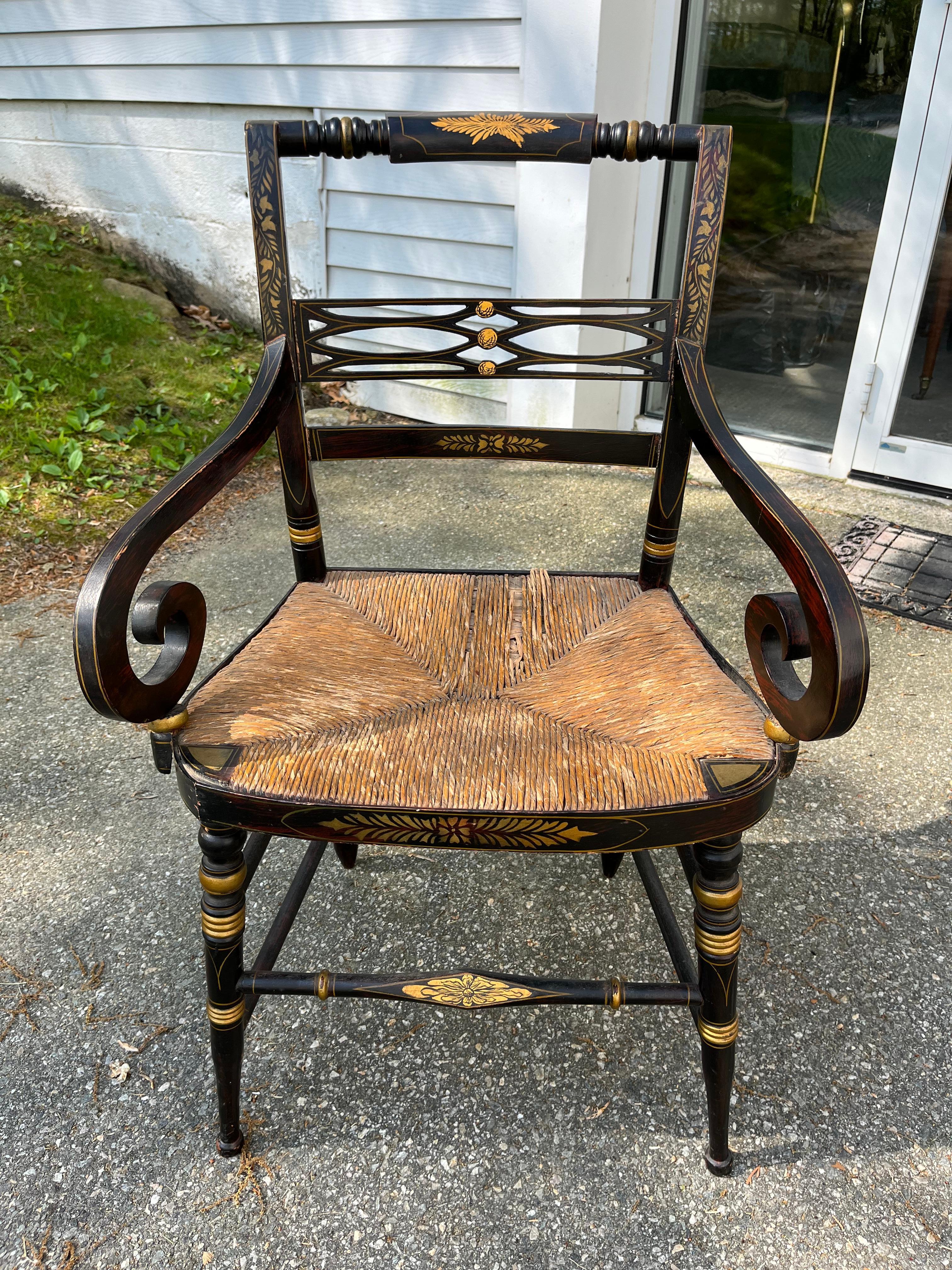 Mid-19th Century Set of 8 Late Federal Period Hitchcock Chairs
