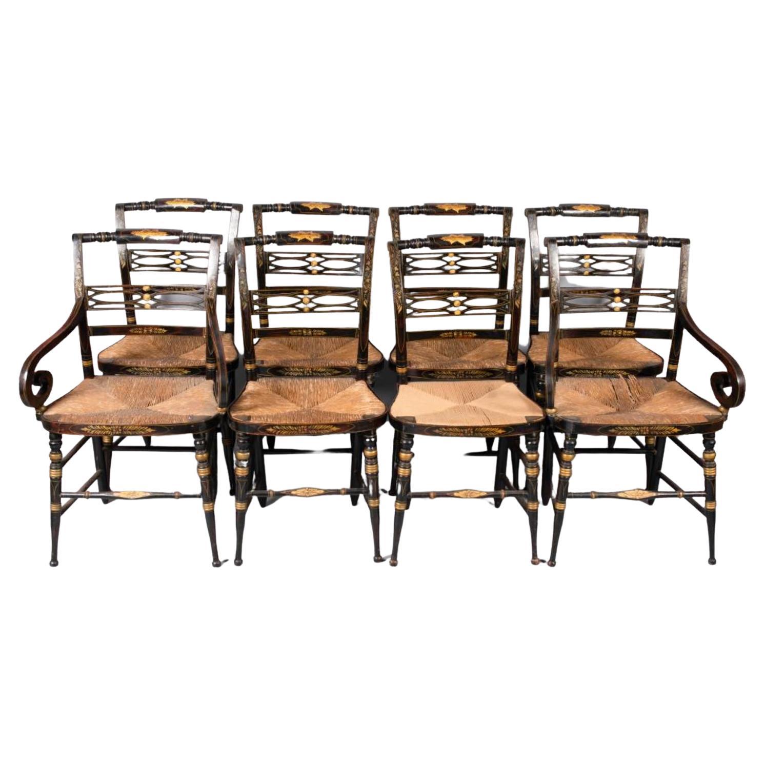 Set of 8 Late Federal Period Hitchcock Chairs