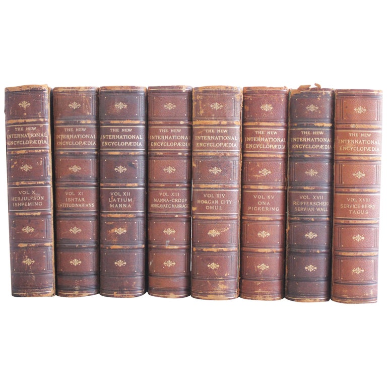 Set Of 8 Leather Bound Encyclopedia At, Leather Books By The Foot