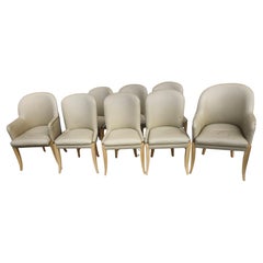 Juego de 8 Sillas de Comedor de Piel con Patas Estilo Cabriolet en Silla Club