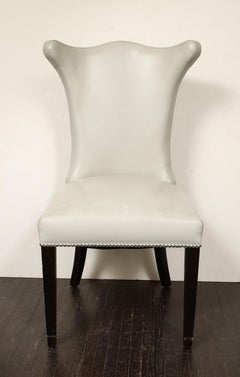 Set di 8 sedie da pranzo in pelle con punte di chiodi cromate