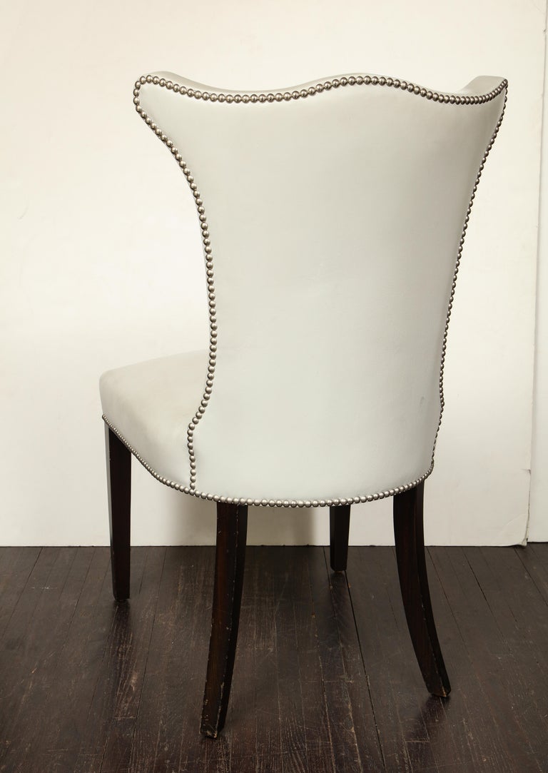 Set of 8 Leather Dining Chairs with Chrome Nailheads For Sale at 1stDibs