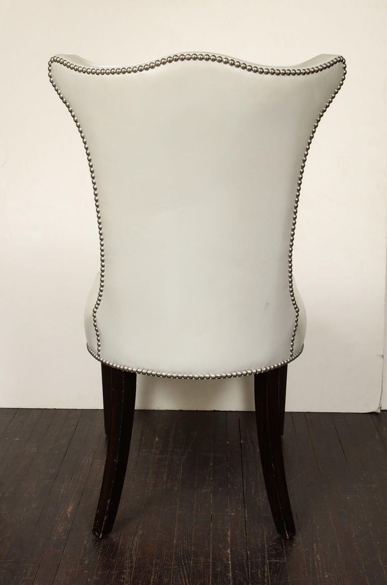 Set of 8 Leather Dining Chairs with Chrome Nailheads For Sale at 1stDibs