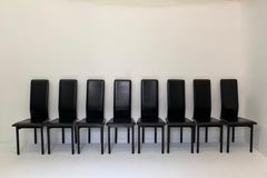 Set of 8 leather Italian Pozzi chairs, 1980’s