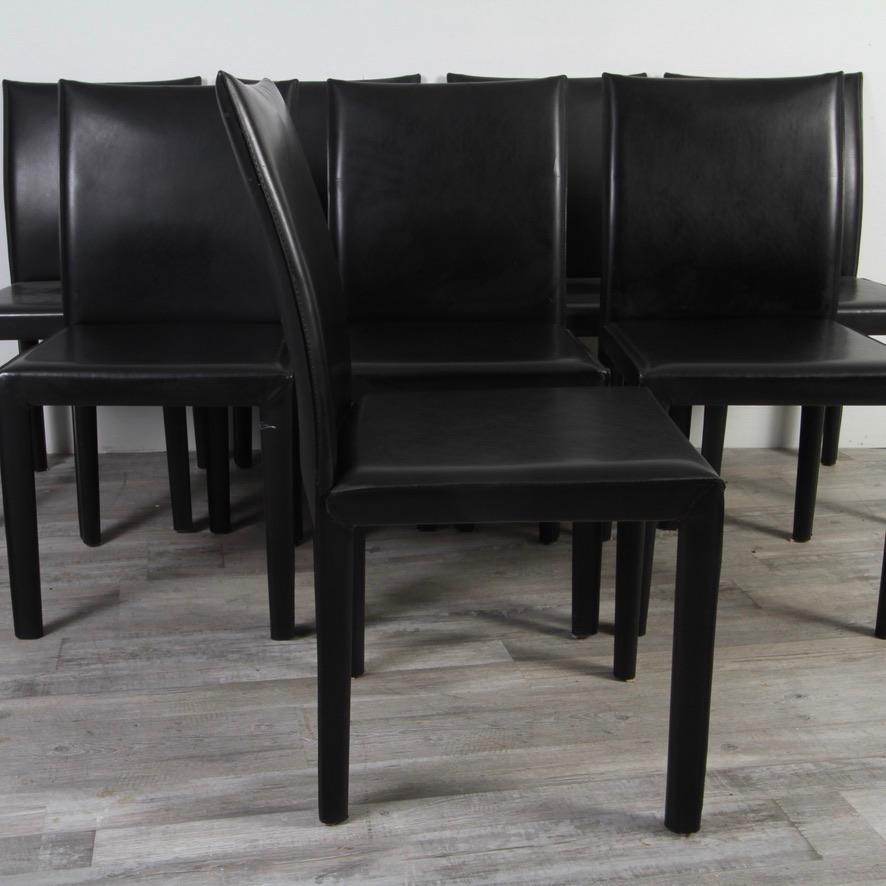 Modern Set of 8 Leather Mondo Side Chairs By Maria Yee