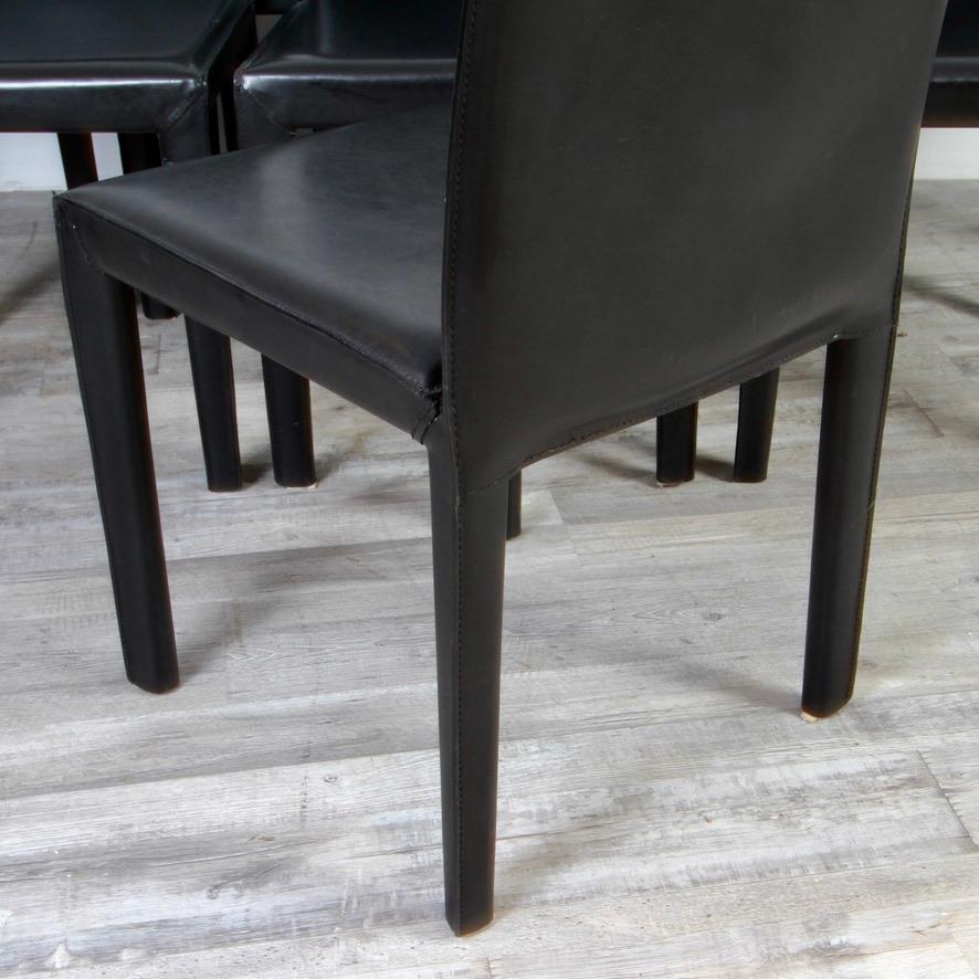 Set of 8 Leather Mondo Side Chairs By Maria Yee 1