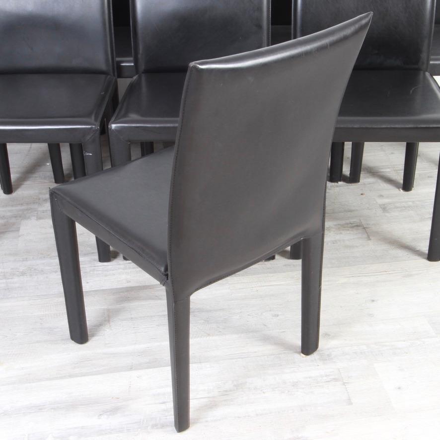 Set of 8 Leather Mondo Side Chairs By Maria Yee 2