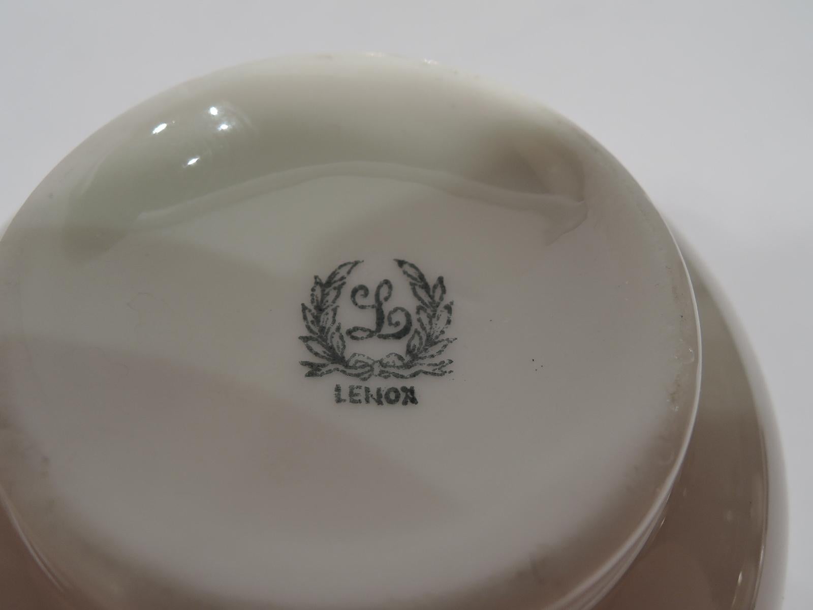 Set of 8 Lenox Porcelain Bouillon Bowls in Tiffany Sterling Silver Holders 1