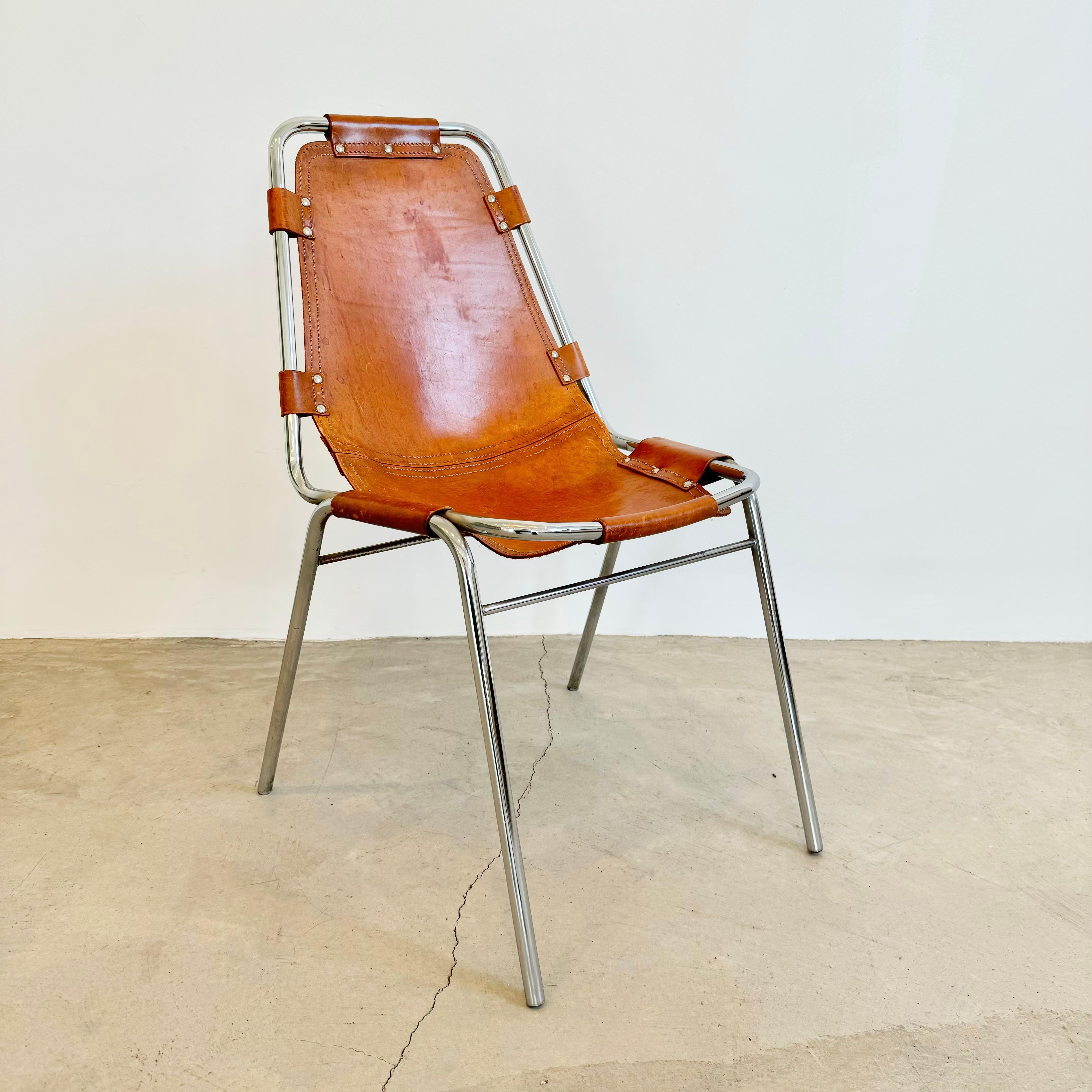 Set of 8 Les Arc Dining Chairs Selected by Charlotte Perriand, 1960s France In Good Condition For Sale In Los Angeles, CA