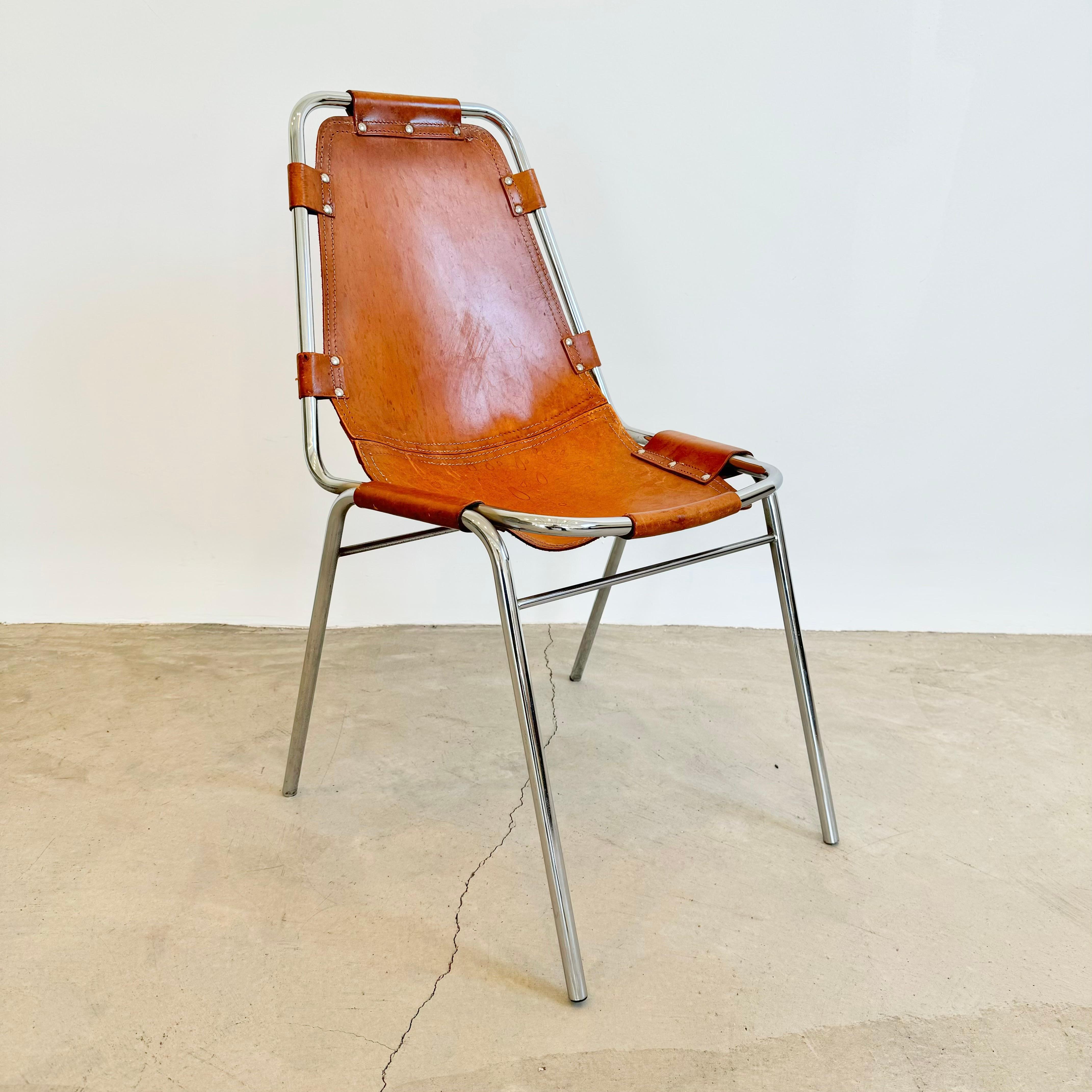 Mid-20th Century Set of 8 Les Arc Dining Chairs Selected by Charlotte Perriand, 1960s France For Sale