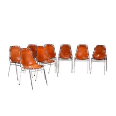 Used Set of 8 Les Arc Dining Chairs Selected by Charlotte Perriand, 1960s France