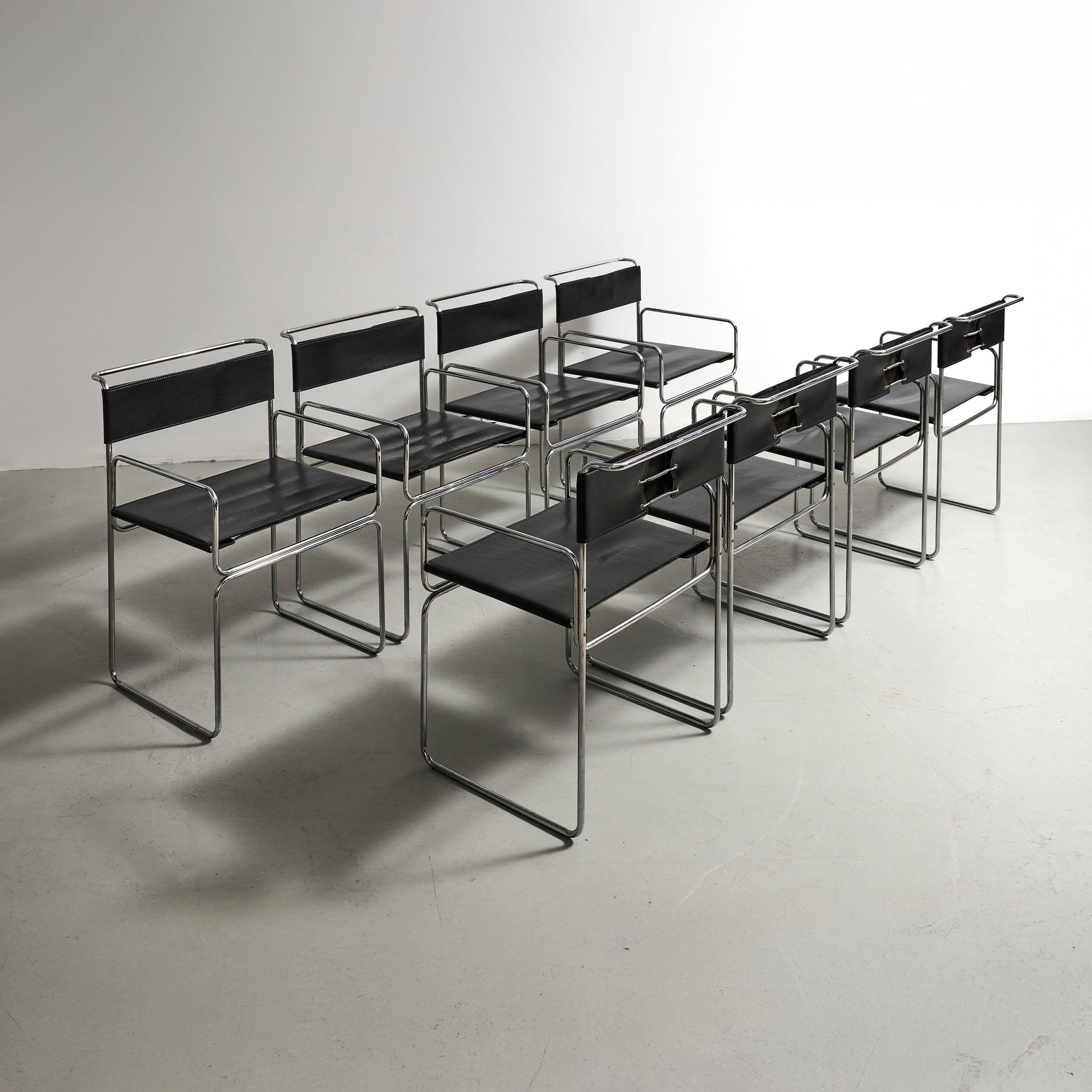 Set di 8 sedie Libellula di Giovanni Carini. Design di Giovanni Carini per Planula, 1970.
