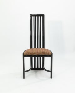 Set of 8 Liberty Postmodern Black Lacquered High Dining Chairs with Knoll Fabric