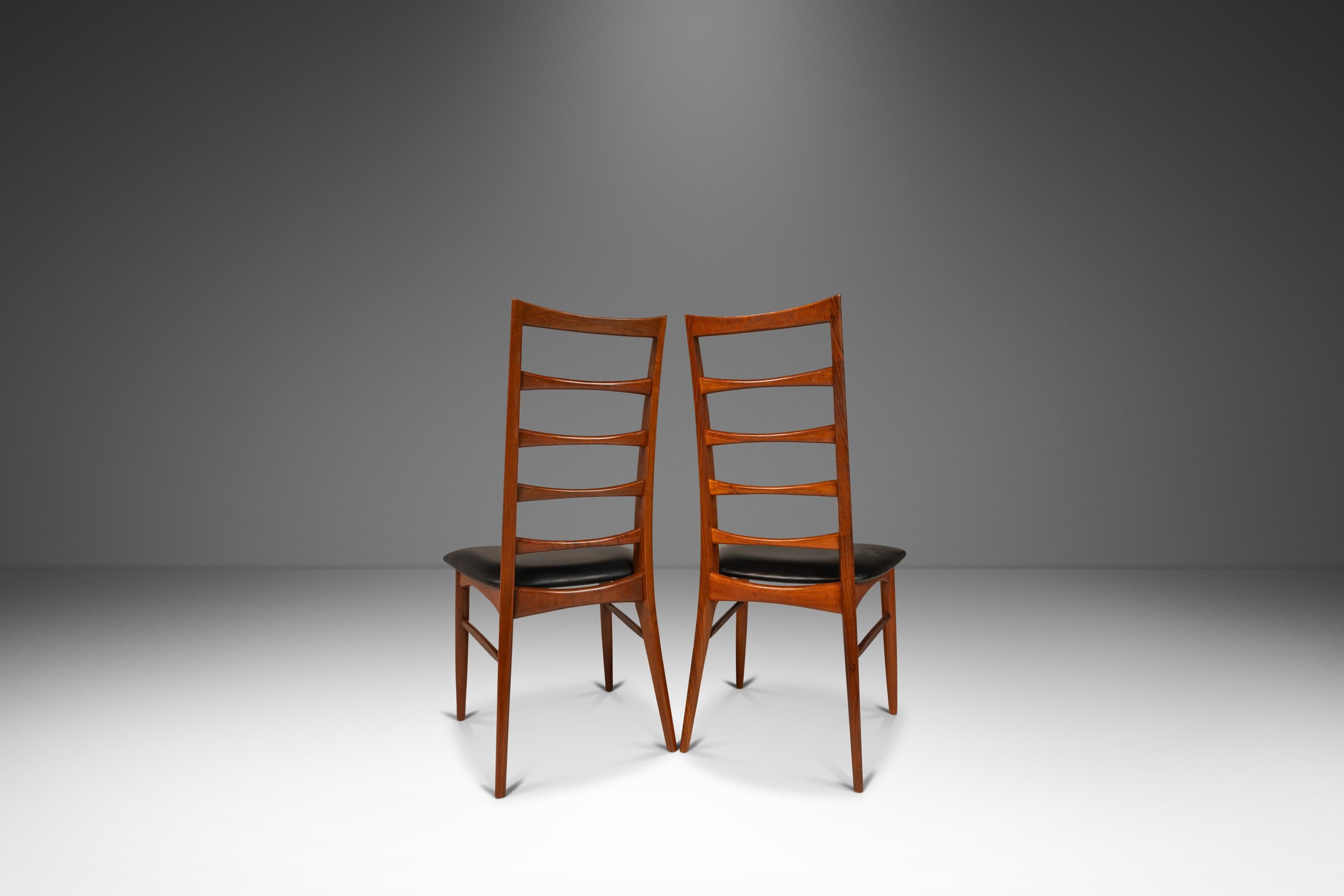 Mid-20th Century Set of 8 Lis Ladderback Chairs, Niels Koefoed, Koefoeds Hornslet, Denmark, 1960s