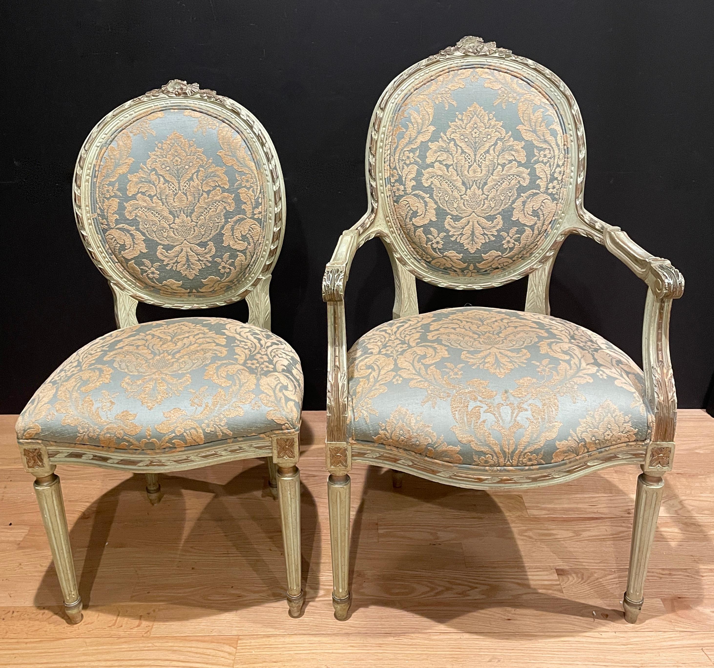Hand-Carved Set of 8 Louis XVI Dining Chairs