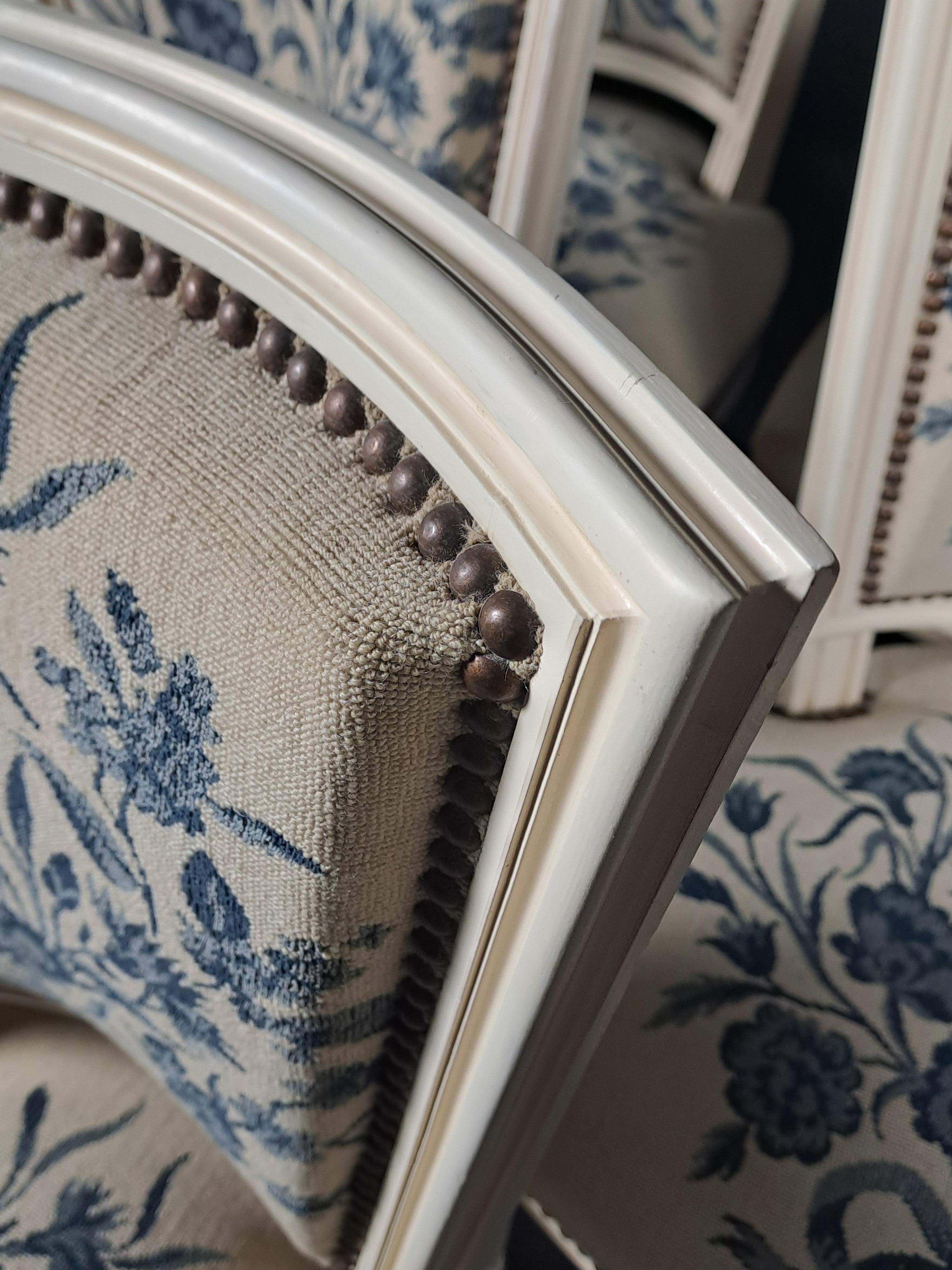 Set Of 8 Louis XVI Style Chairs In Lacquered Wood And Tapestry 3