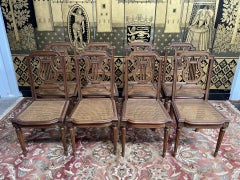 Set of 8 Louis XVI style chairs with caning