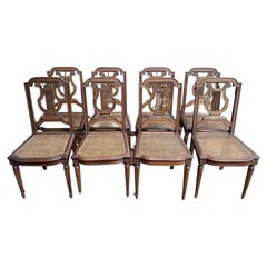 Set of 8 Louis XVI style chairs with caning