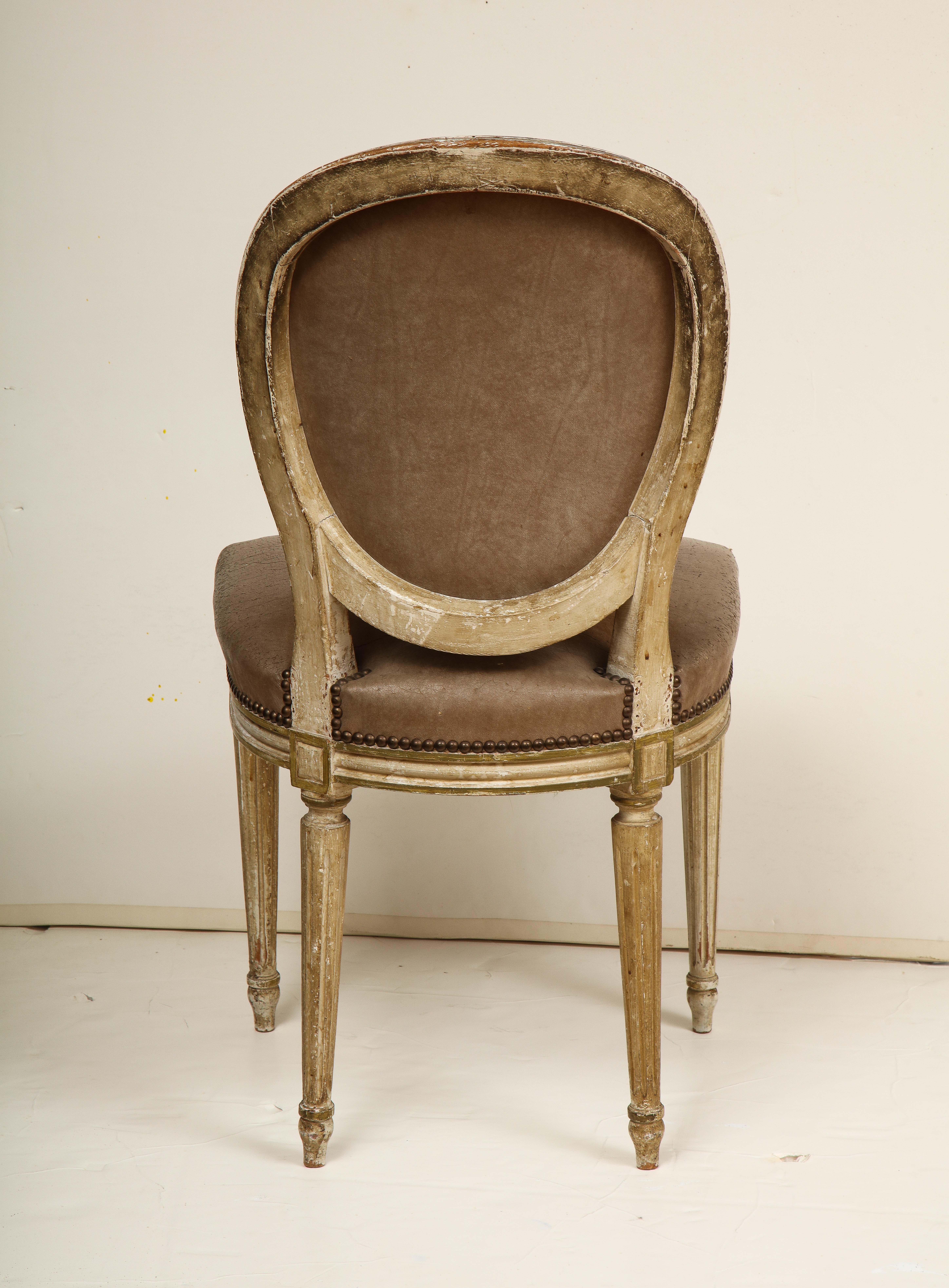 Leather Set of 8 Louis XVI Style Dining Chairs