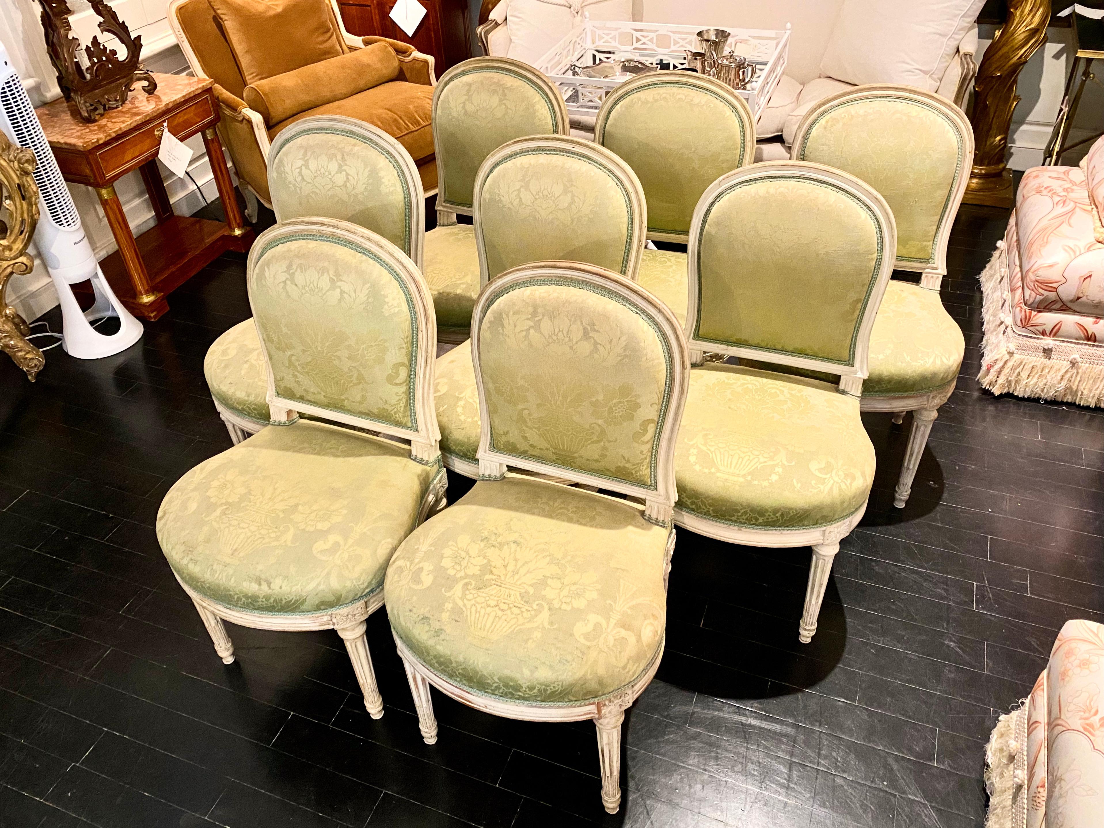 Set of 8 Louis XVI Style French Chairs For Sale 5