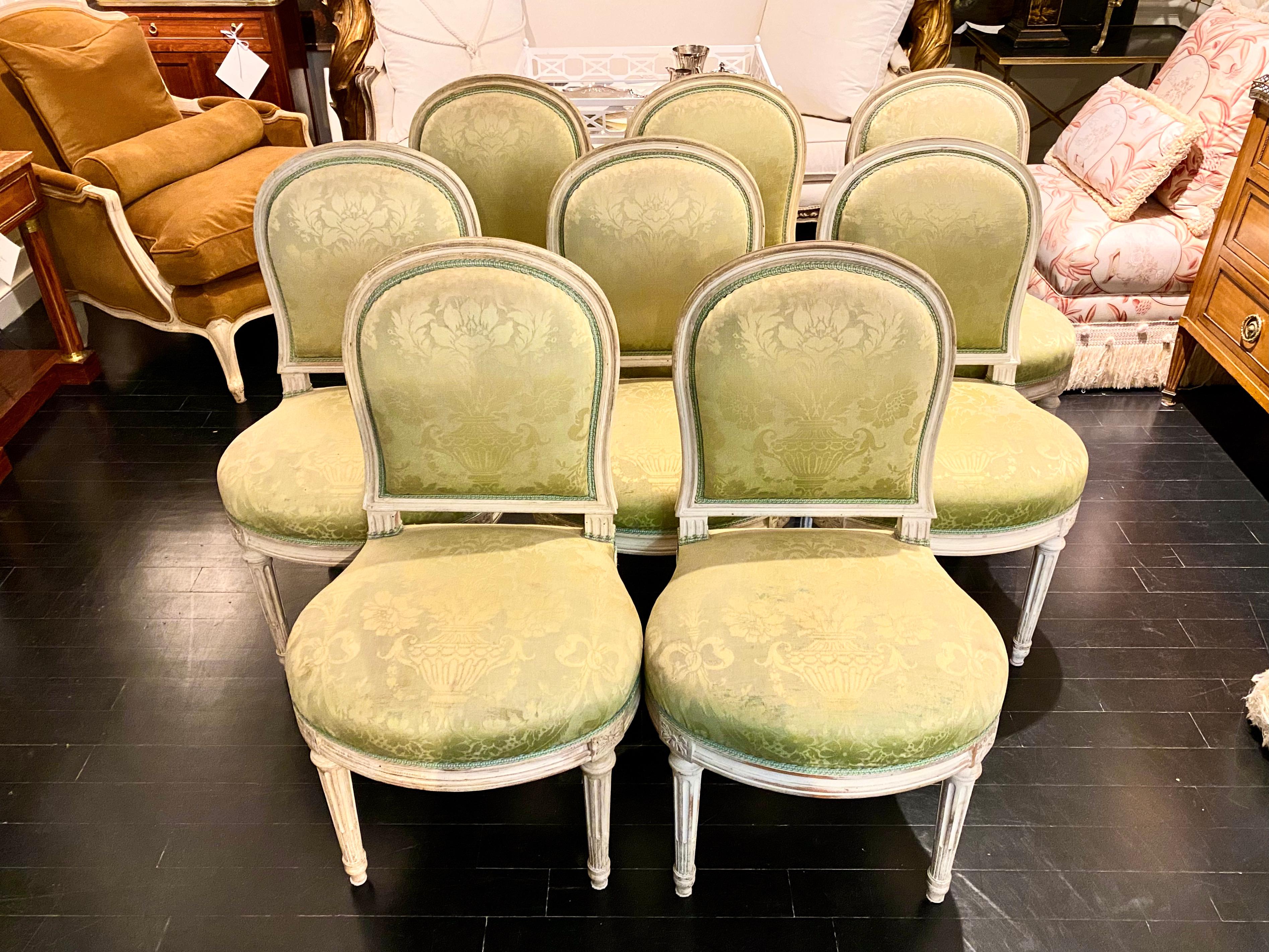 Set of 8 Louis XVI Style French Chairs For Sale 2