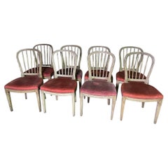 Set of 8 Louis XVI style spindle-back chairs, 1950s