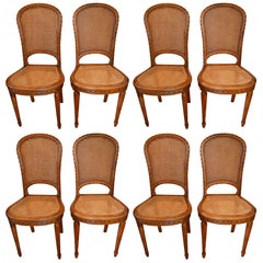 Set of 8 Louis XVI Style wood and caned dining Chairs