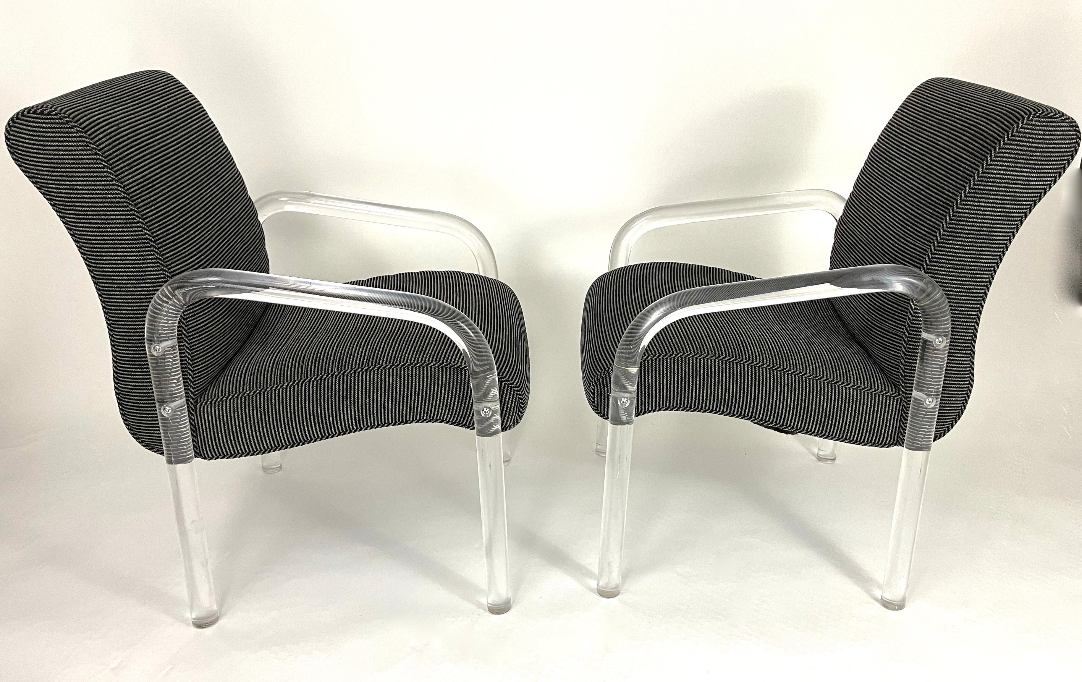 Mid-Century Modern Set of 8 Lucite Dining Armchairs by Lion in Frost