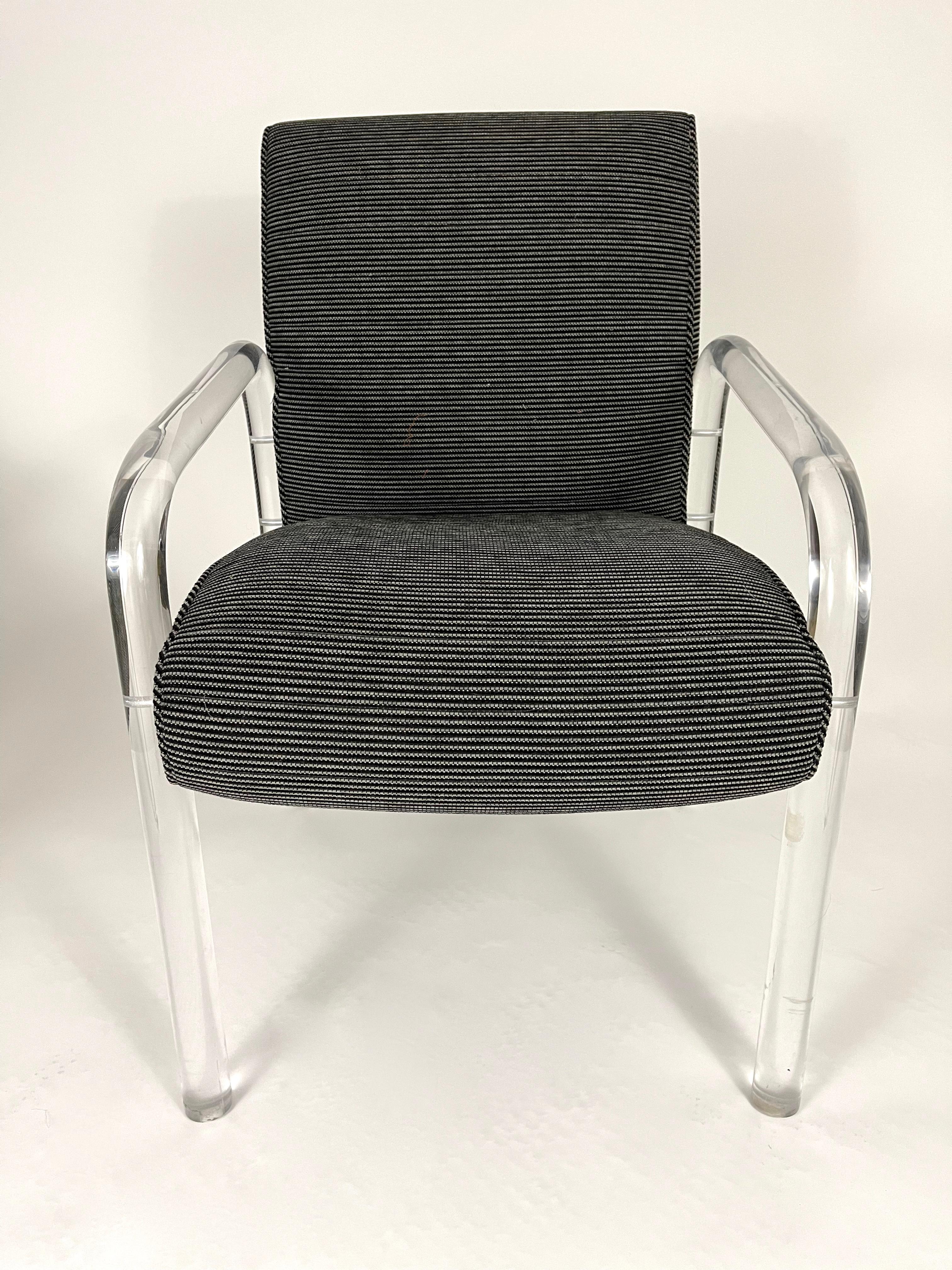 North American Set of 8 Lucite Dining Armchairs by Lion in Frost
