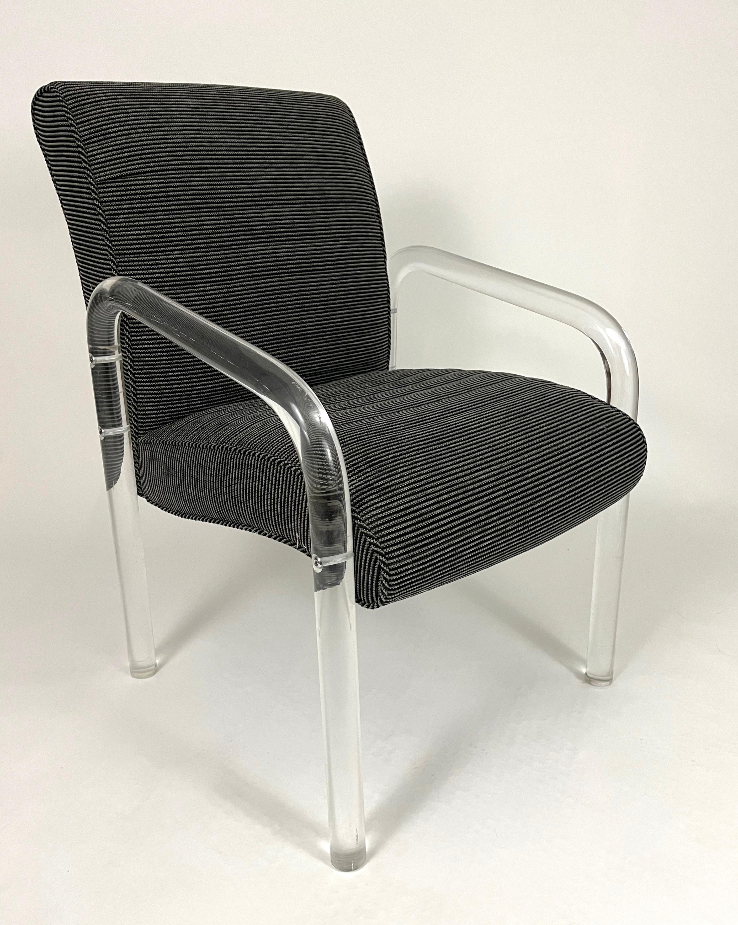Set of 8 Lucite Dining Armchairs by Lion in Frost In Good Condition In Essex, MA