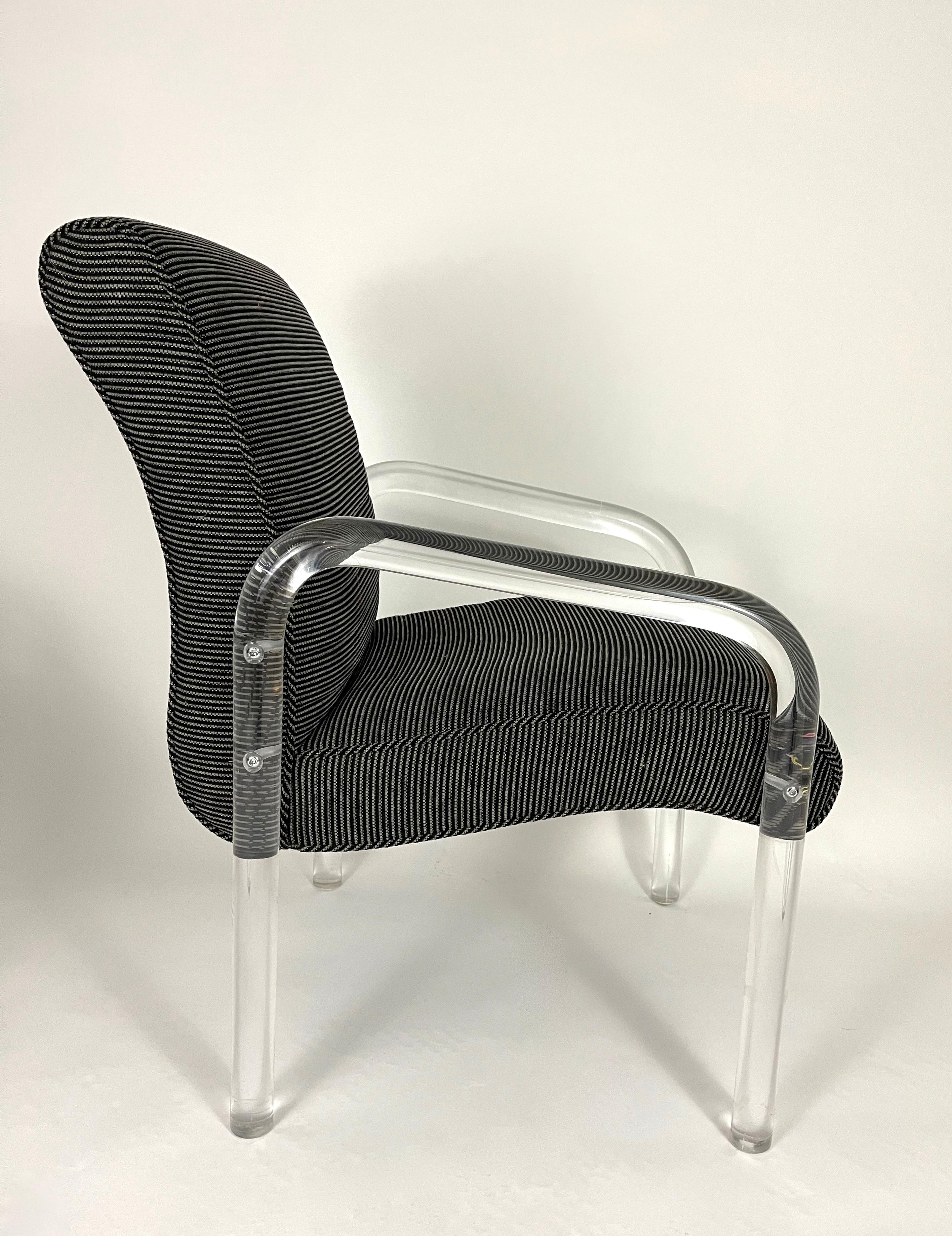 Upholstery Set of 8 Lucite Dining Armchairs by Lion in Frost