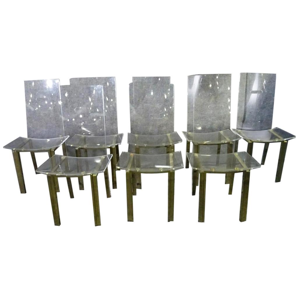 Set of 8 Lucite Dining Chairs
