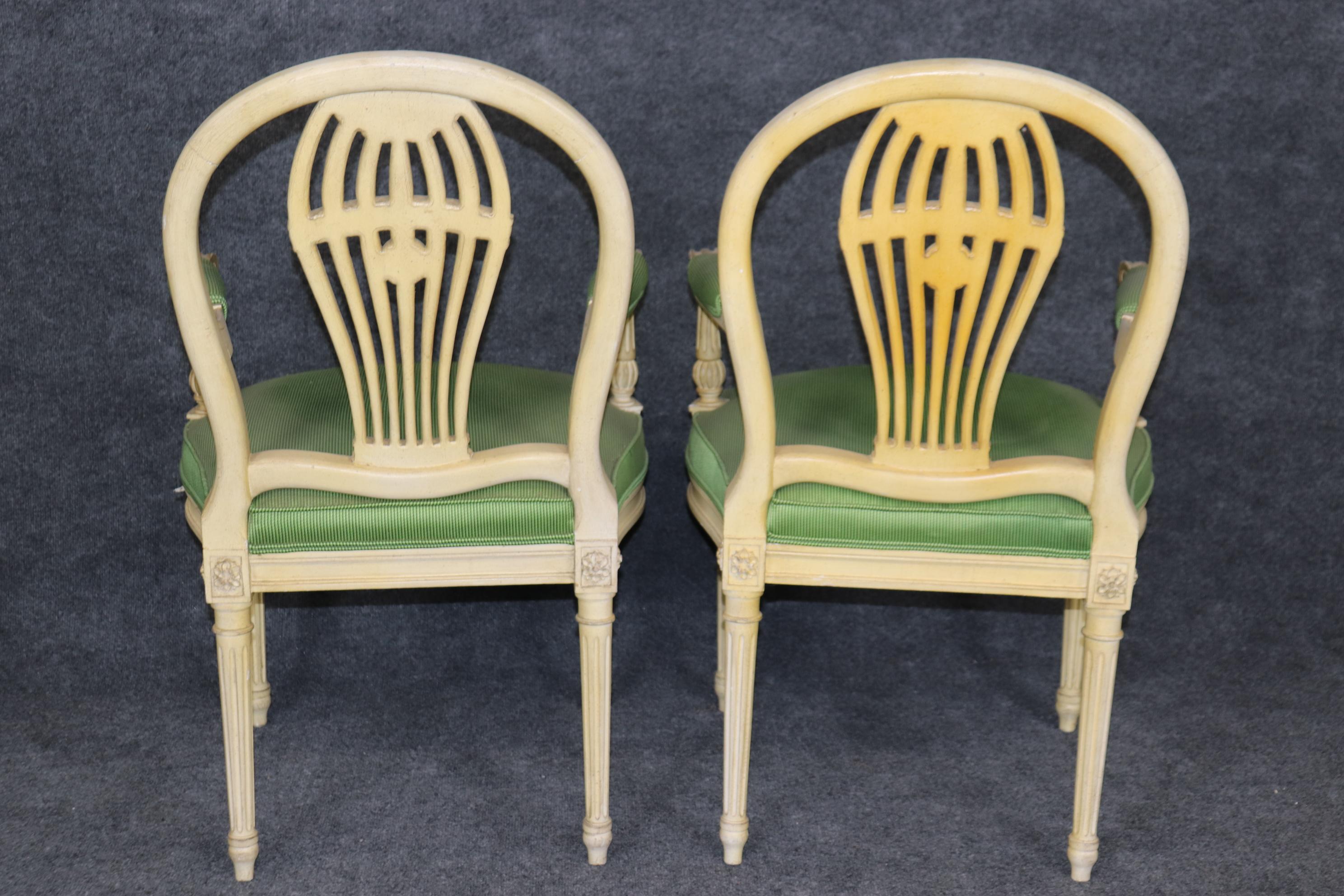Set of 8 Magnificent Maison Jansen Attributed Balloon Back Painted Dining Chairs In Good Condition For Sale In Swedesboro, NJ