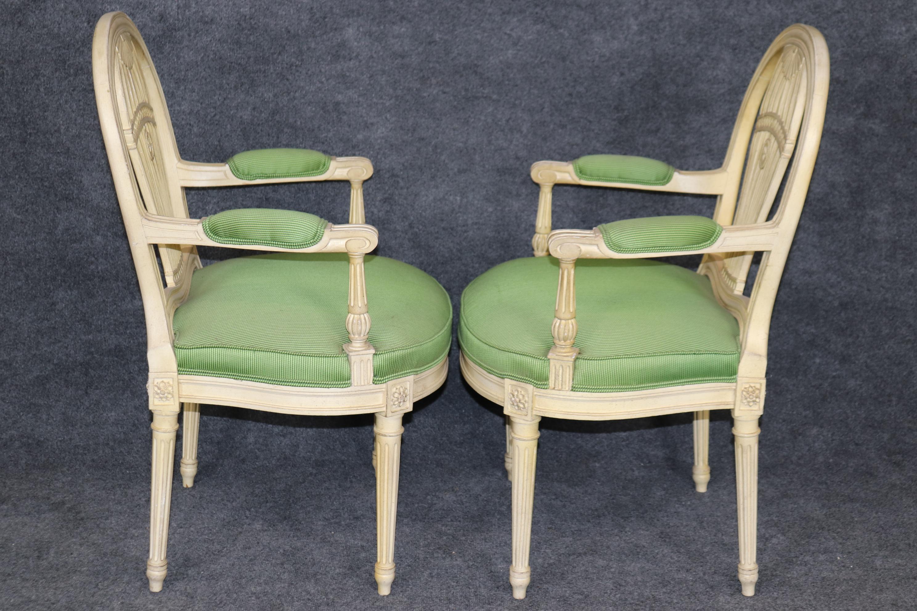 Mid-20th Century Set of 8 Magnificent Maison Jansen Attributed Balloon Back Painted Dining Chairs For Sale