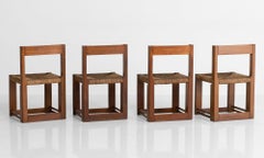 Set of '8' Mahogany and Rush Dining Chairs