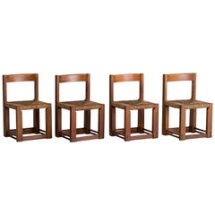 Set of '8' Mahogany and Rush Dining Chairs