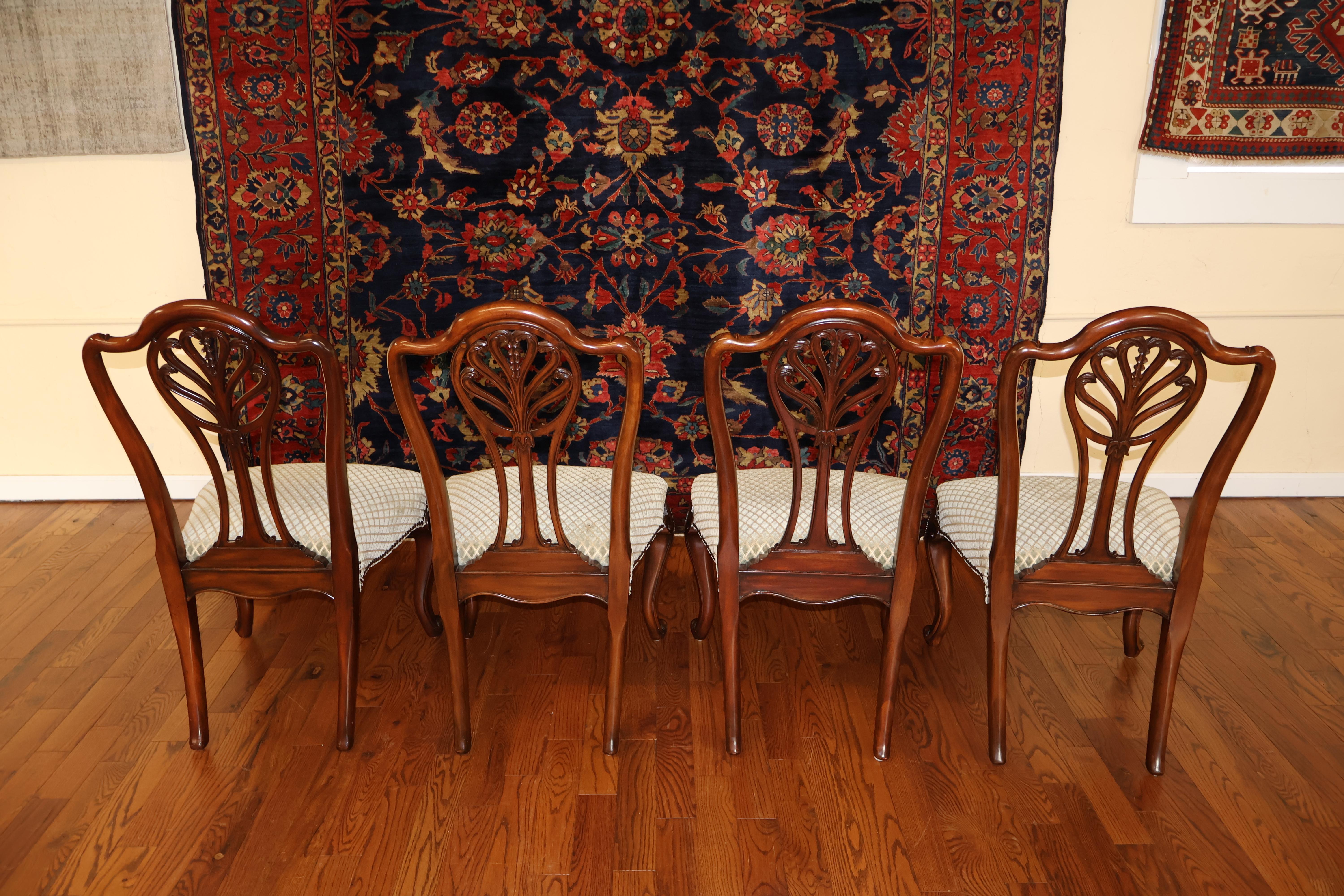 Set of 8 Mahogany Carved George III Style Dining Chairs Probably Maitland Smith For Sale 7