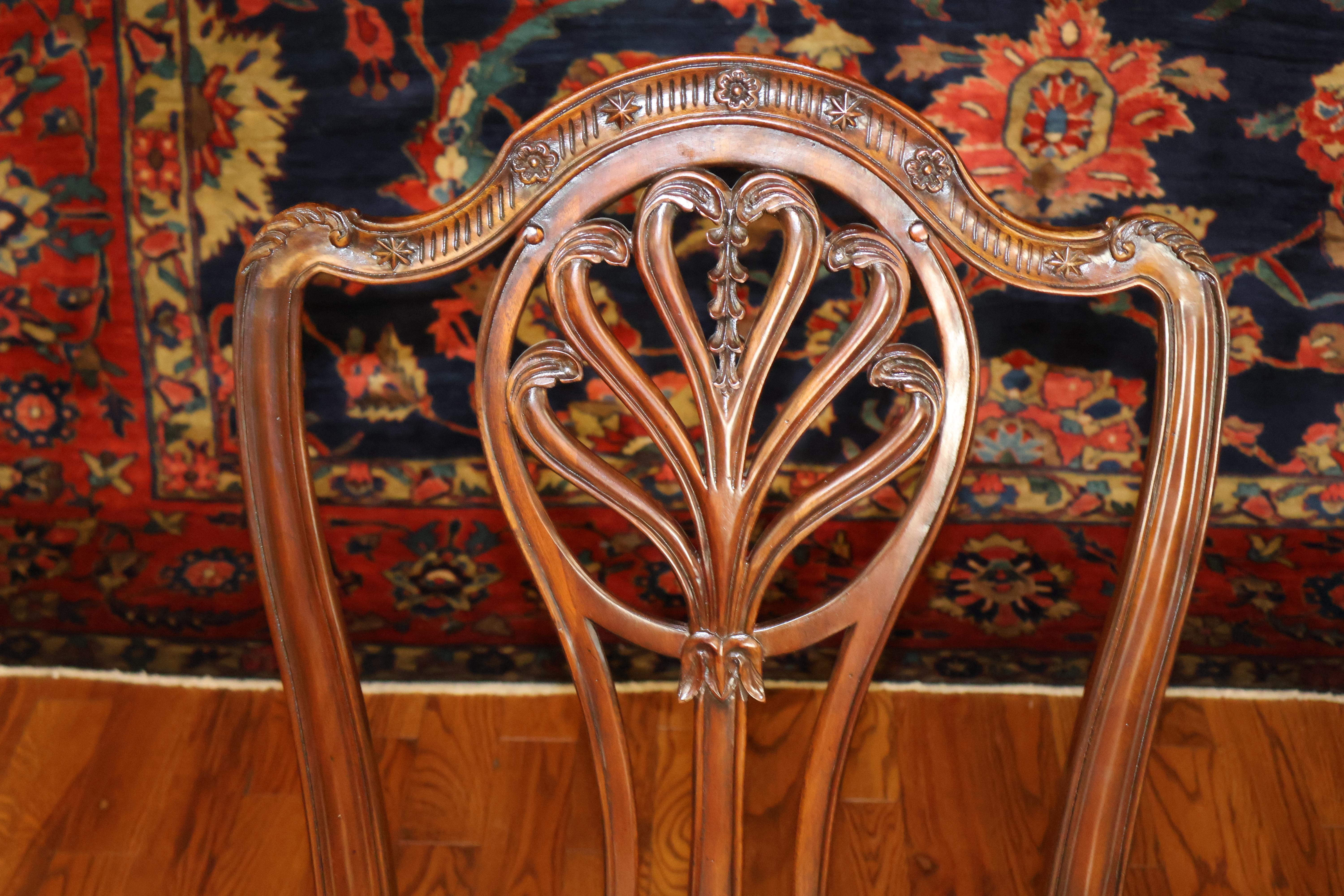 Set of 8 Mahogany Carved George III Style Dining Chairs Probably Maitland Smith For Sale 12