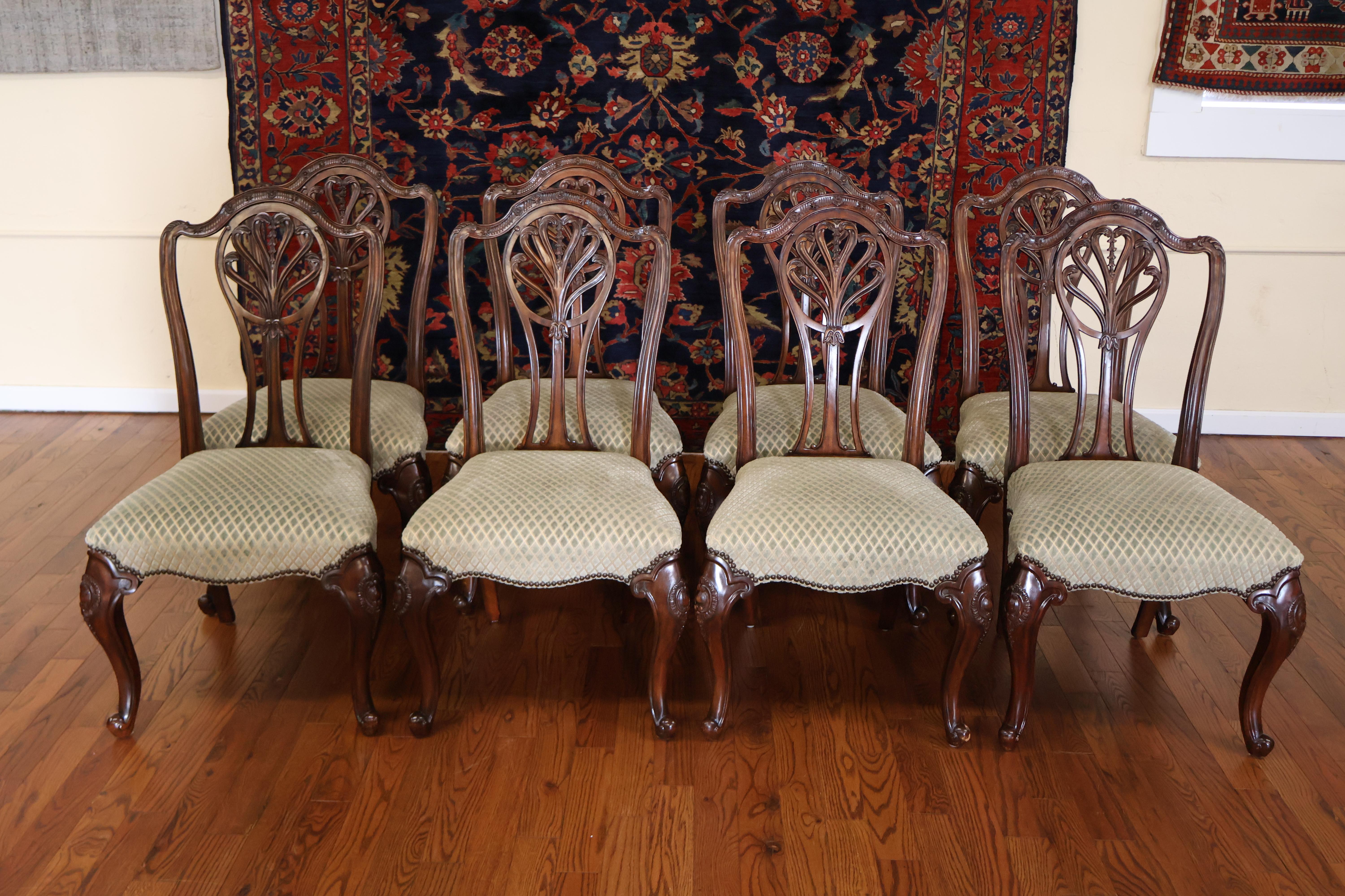 ​Set of 8 Mahogany Carved George III Style Dining Chairs Probably Maitland Smith

Dimensions : 41.25