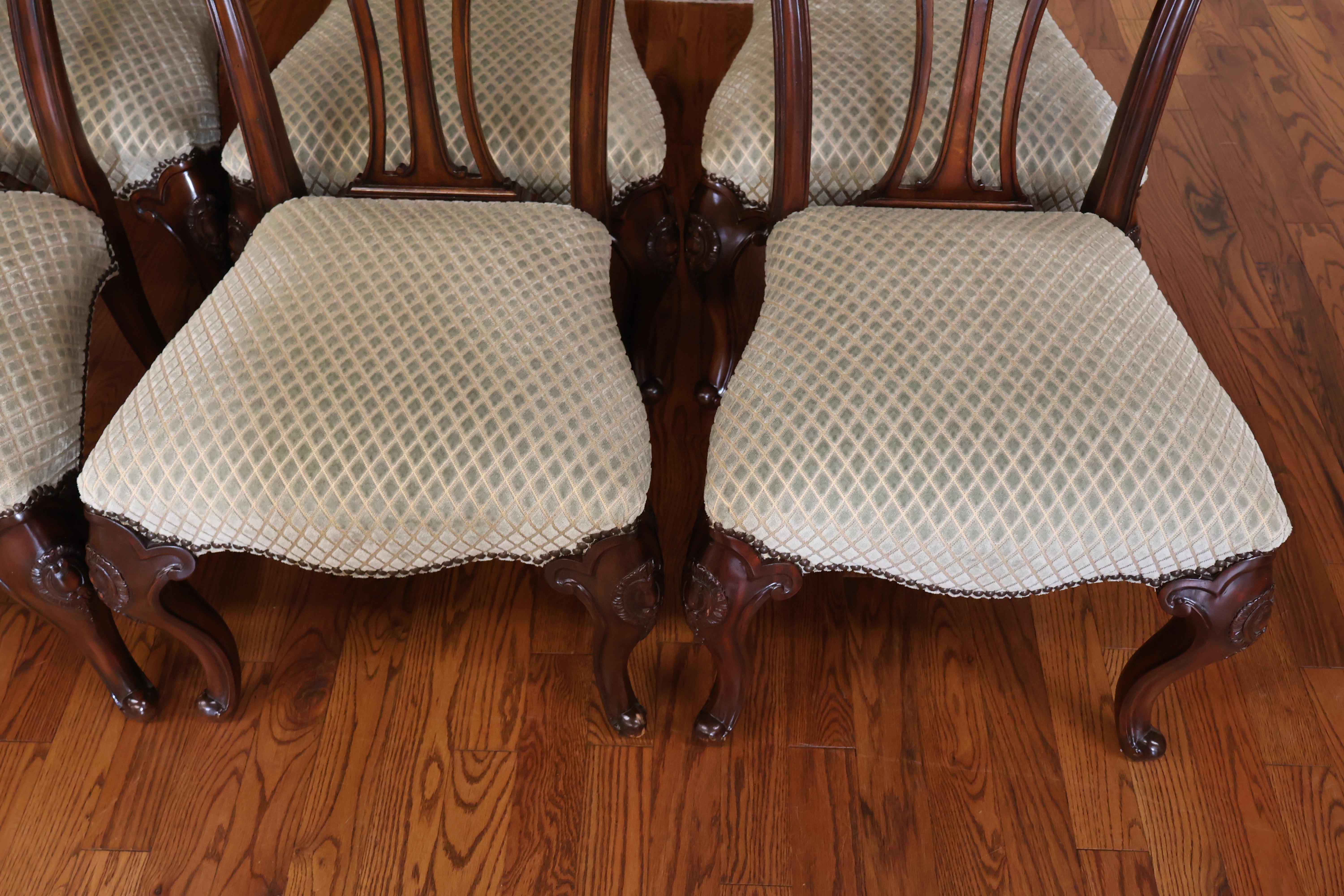 Set of 8 Mahogany Carved George III Style Dining Chairs Probably Maitland Smith For Sale 1