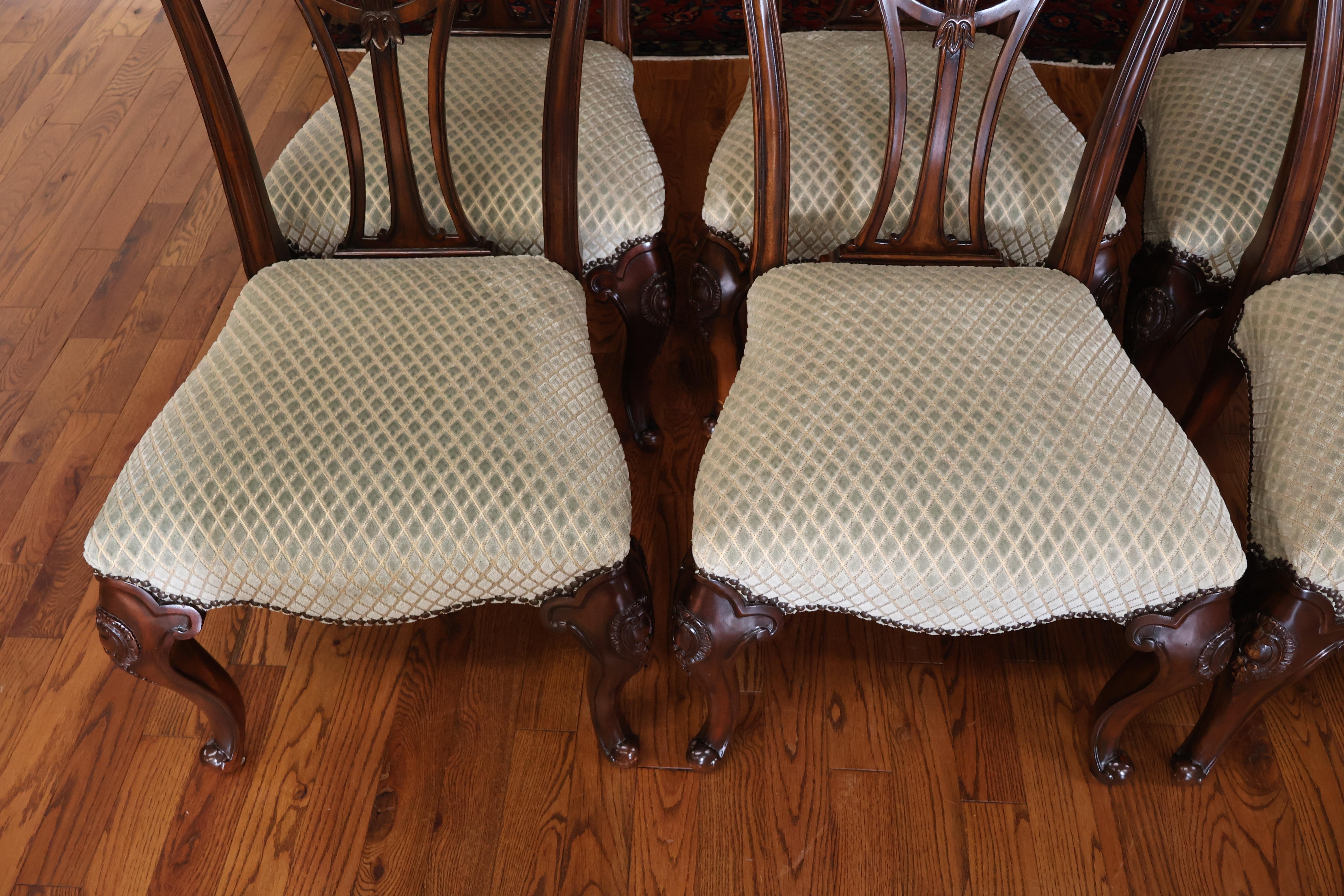 Set of 8 Mahogany Carved George III Style Dining Chairs Probably Maitland Smith For Sale 2