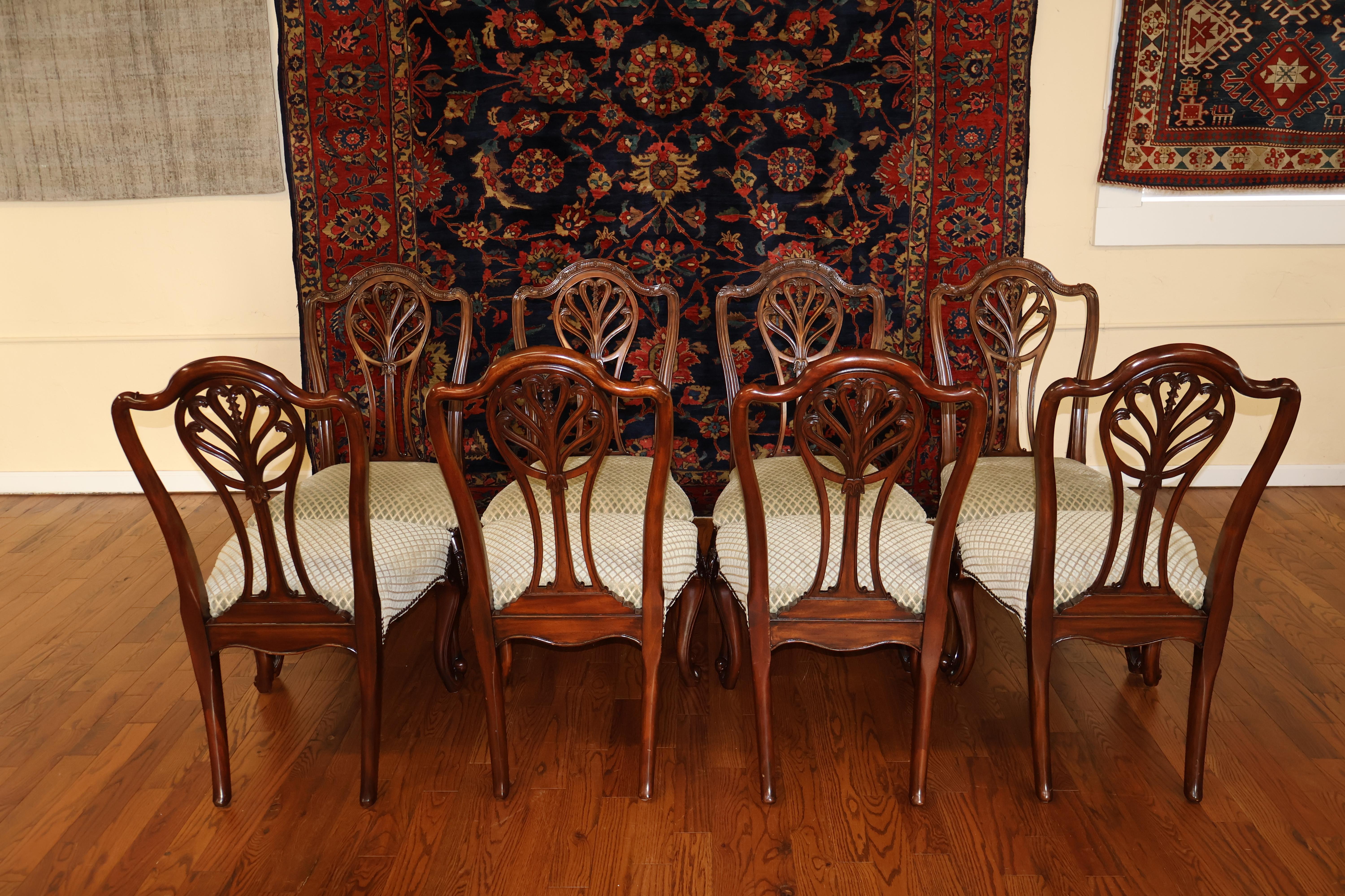 Set of 8 Mahogany Carved George III Style Dining Chairs Probably Maitland Smith For Sale 3