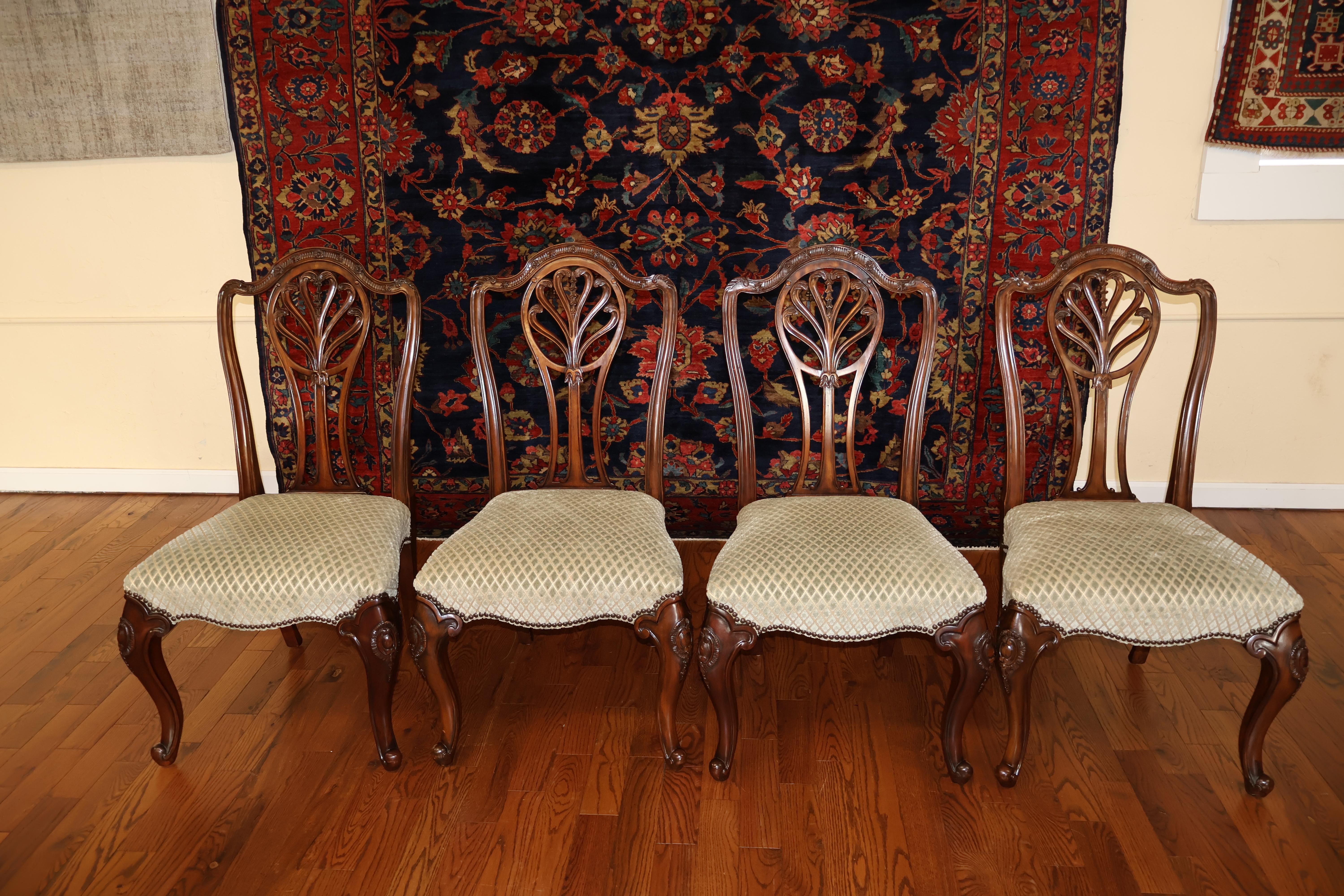 Set of 8 Mahogany Carved George III Style Dining Chairs Probably Maitland Smith For Sale 4