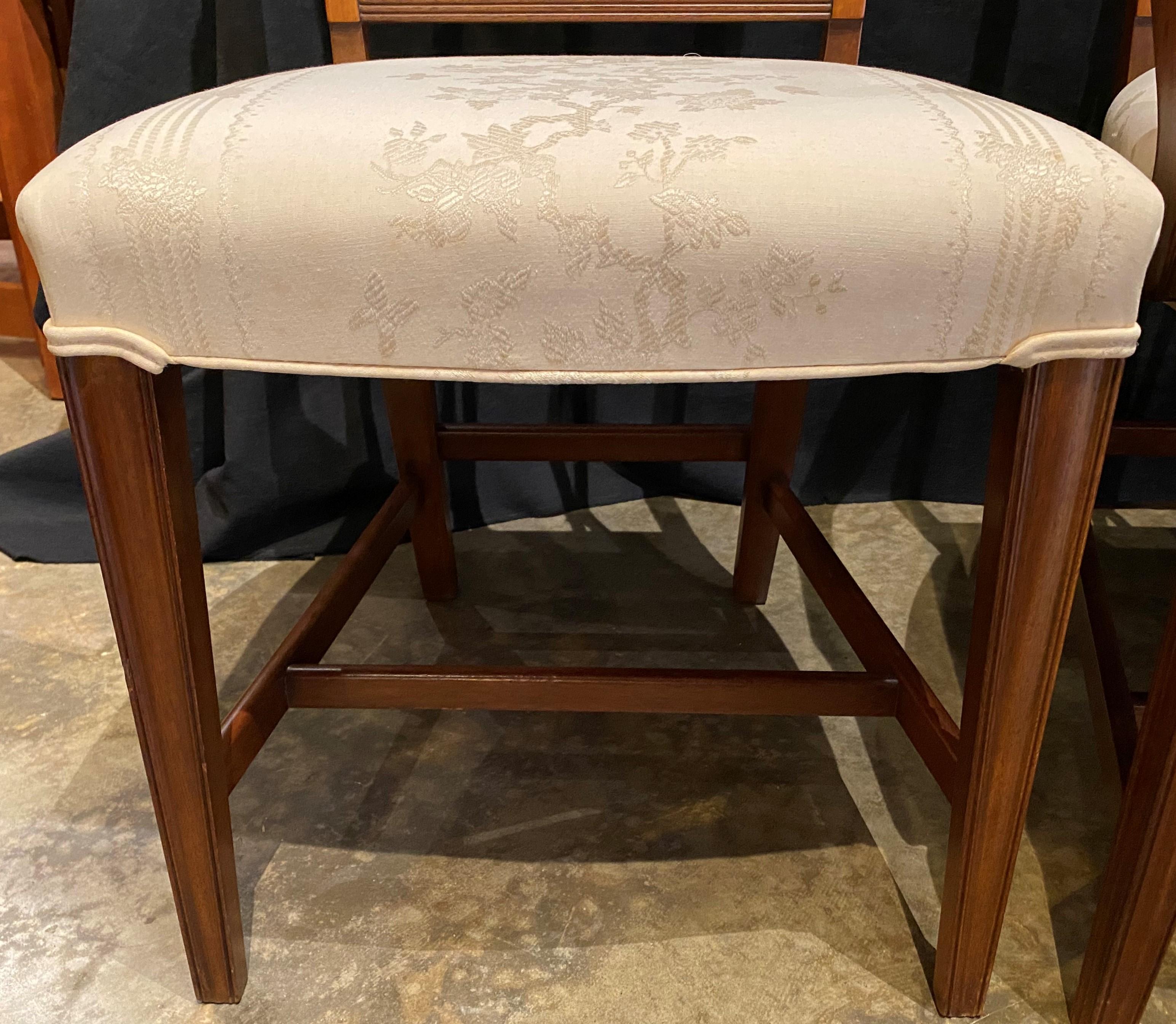 Set of 8 Mahogany Federal Style Upholstered Dining Chairs with Satinwood Inlay 3