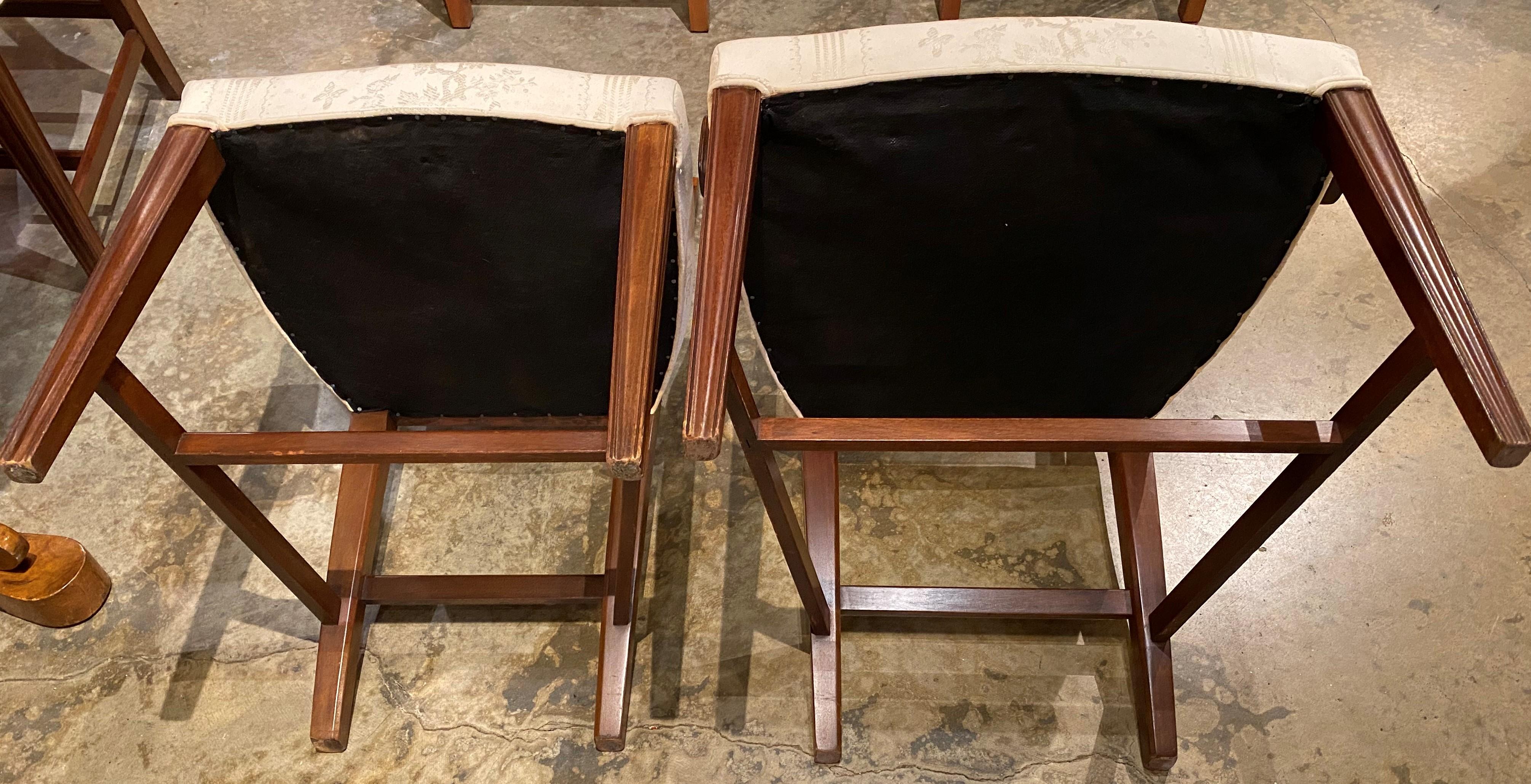 Set of 8 Mahogany Federal Style Upholstered Dining Chairs with Satinwood Inlay 5