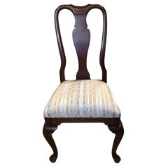 Set of 8 Mahogany Queen Anne Style Dining Chairs with Upholstered Seats