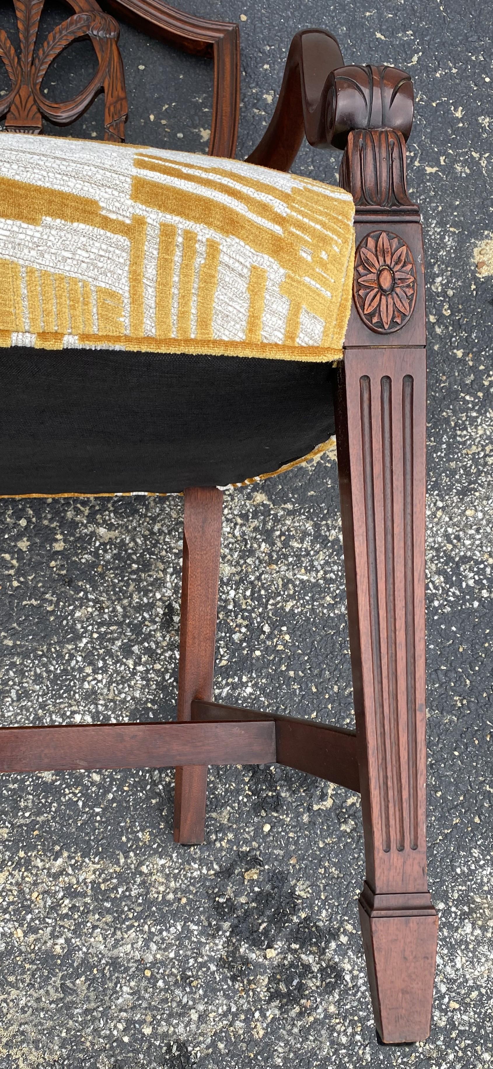 Set of 8 Mahogany Shield Back Dining Chairs with Prince of Wales Feather Carving 5