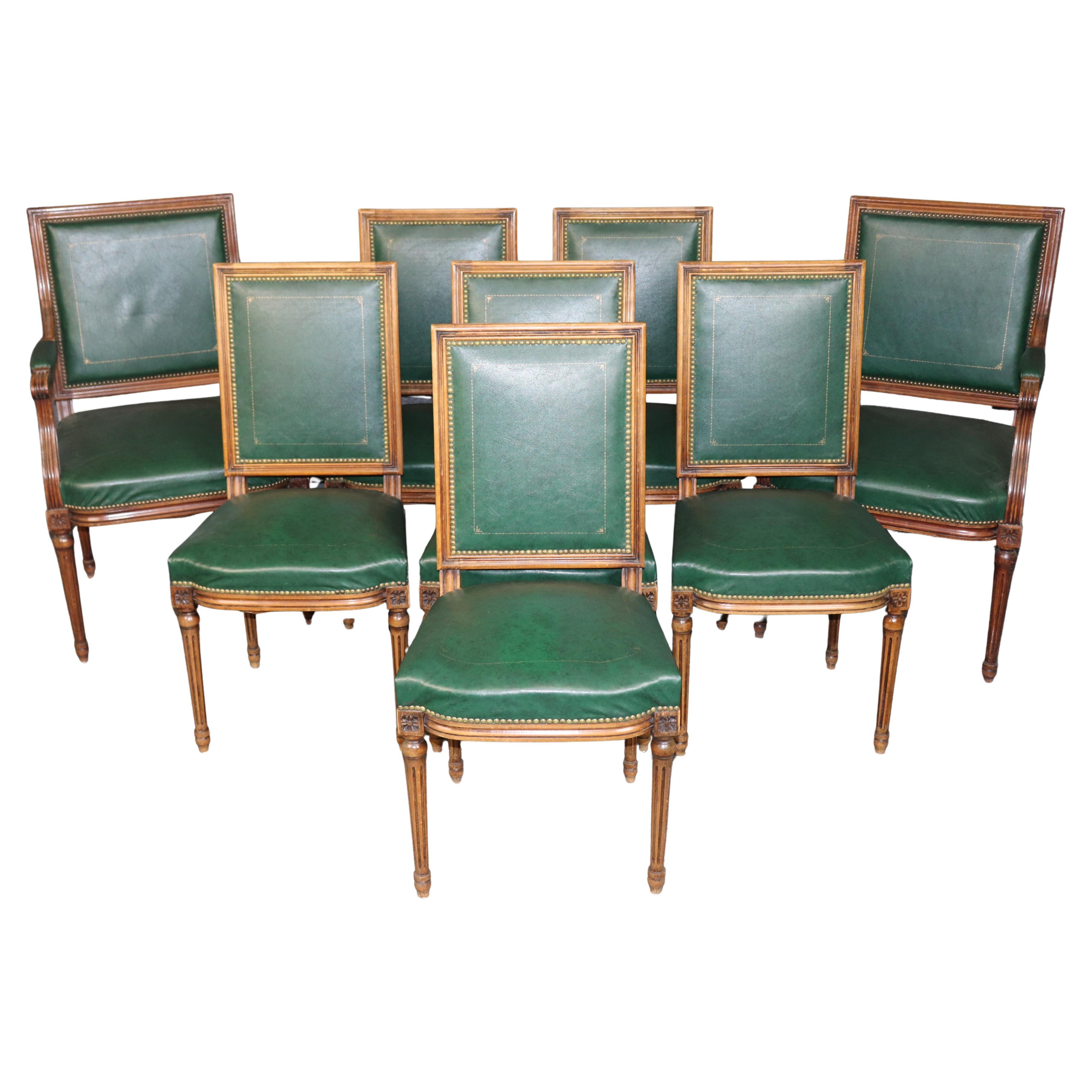 Conjunto de 8 sillas de comedor francesas estilo Maison Jansen Luis XVI Circa años 50